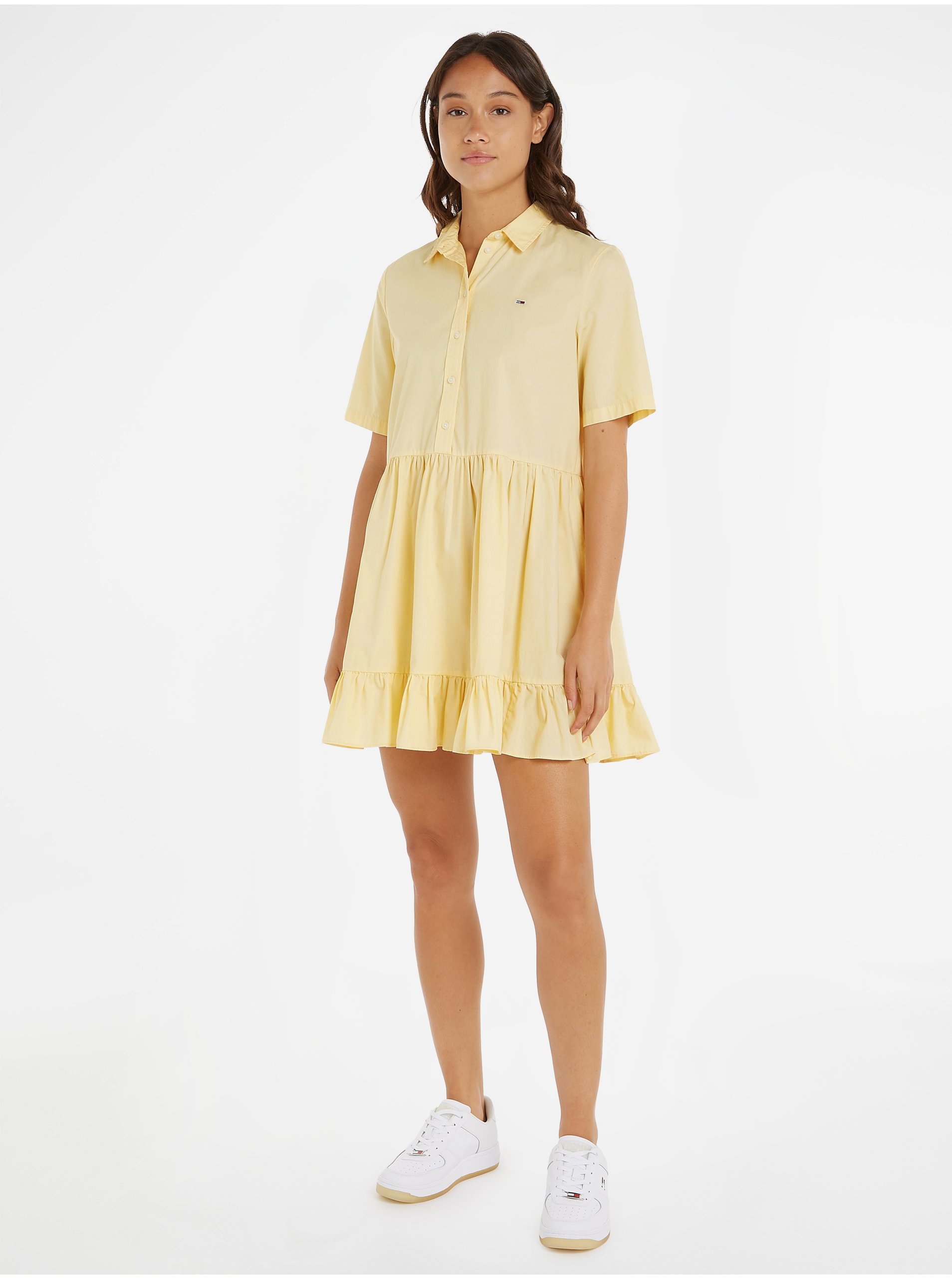 E-shop Svetlo žlté dámske košeľové šaty Tommy Jeans