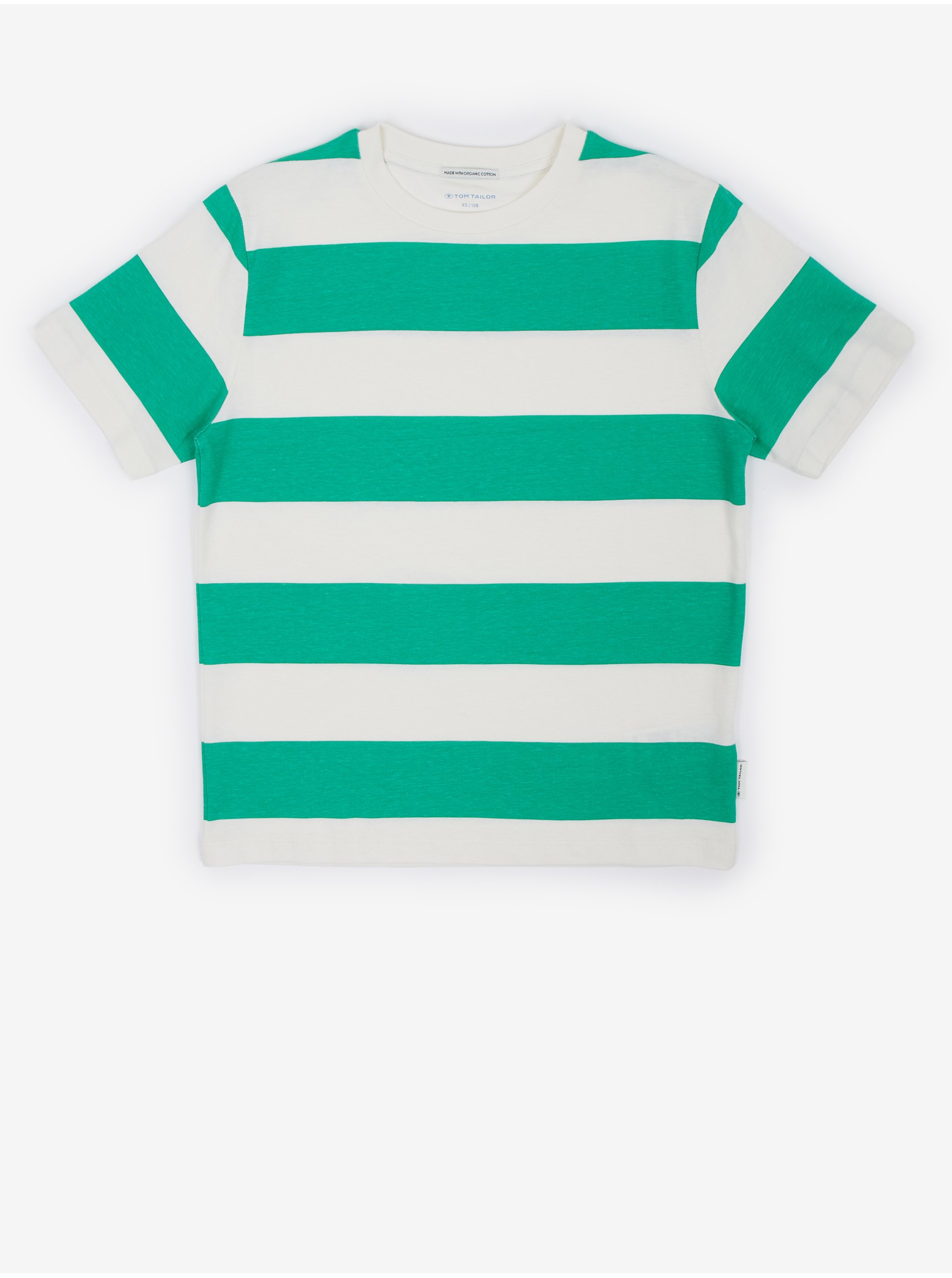 E-shop Bílo-zelené klučičí pruhované tričko Tom Tailor