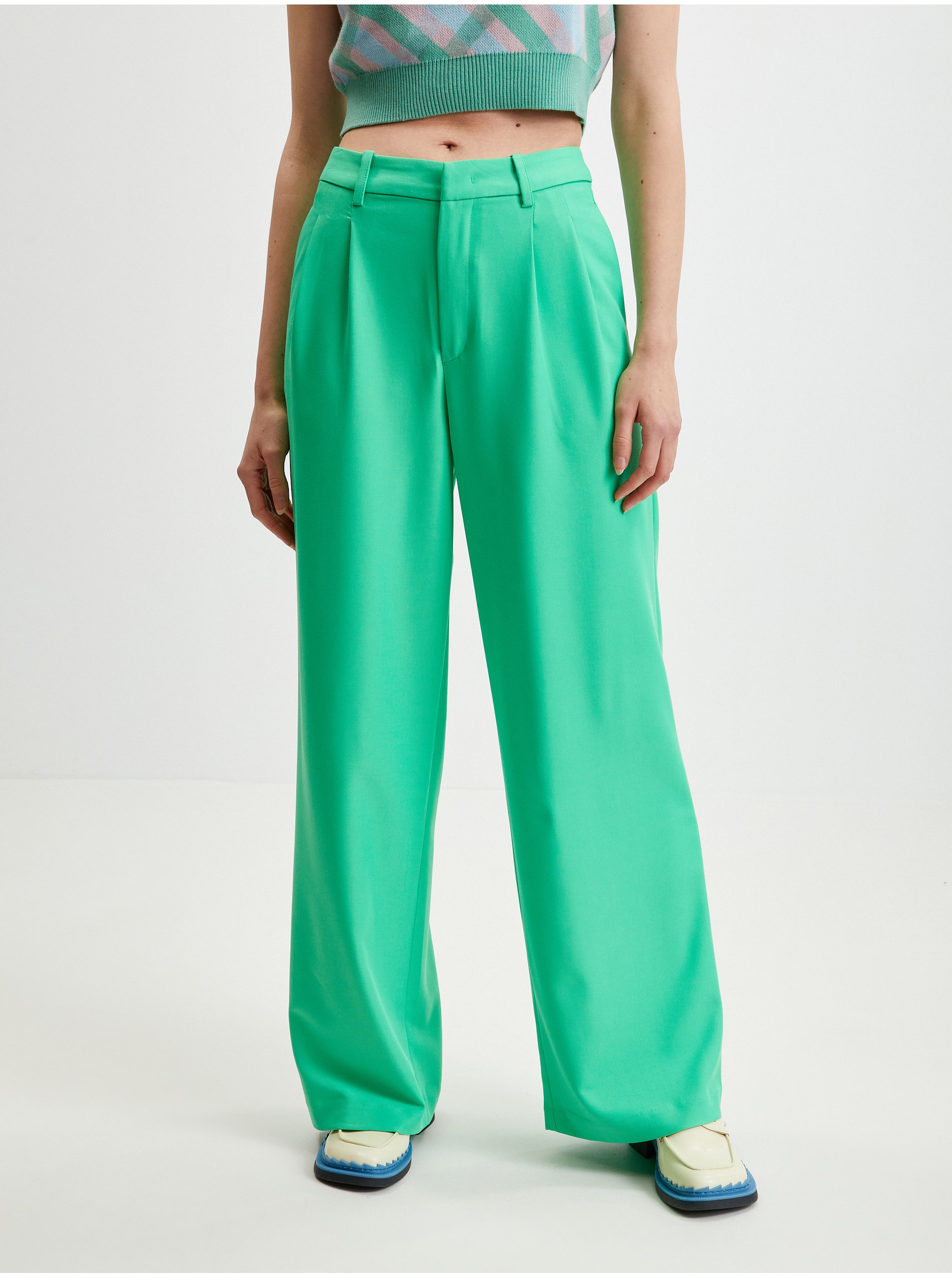 Levně Zelené dámské kalhoty Tom Tailor Denim