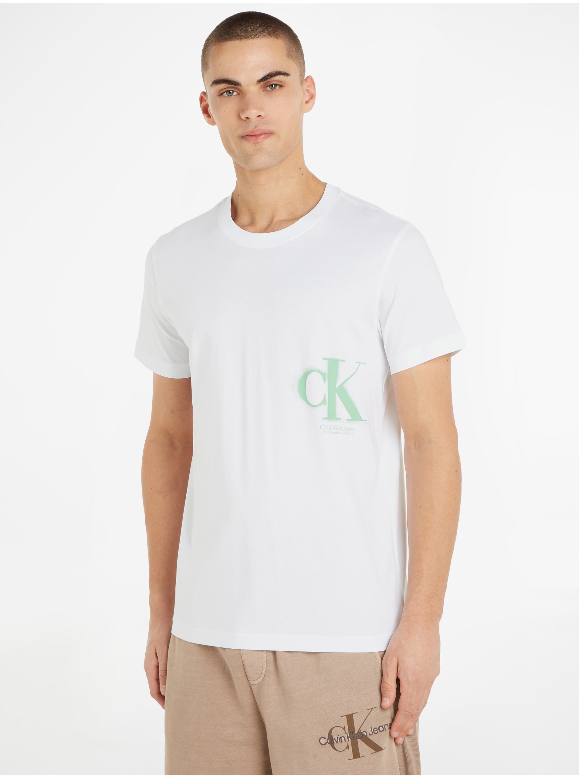 E-shop Bílé pánské tričko Calvin Klein Jeans