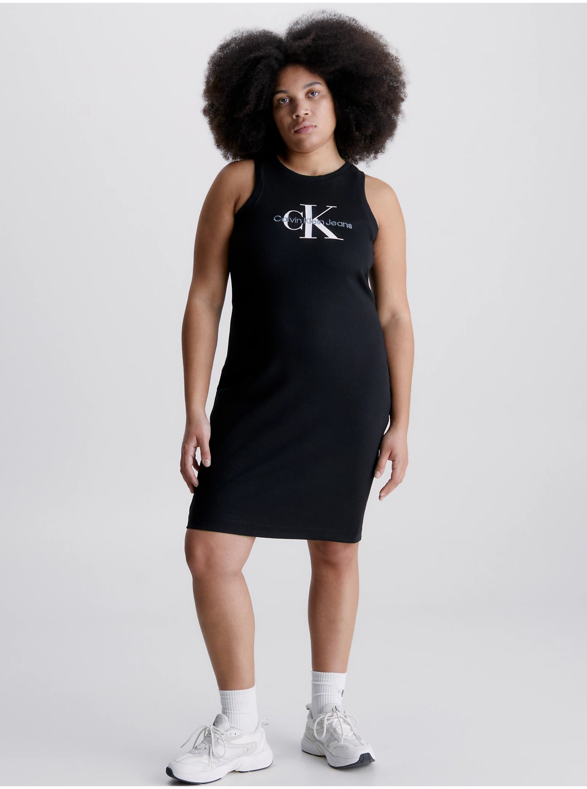 Levně Černé dámské krátké šaty Calvin Klein Jeans