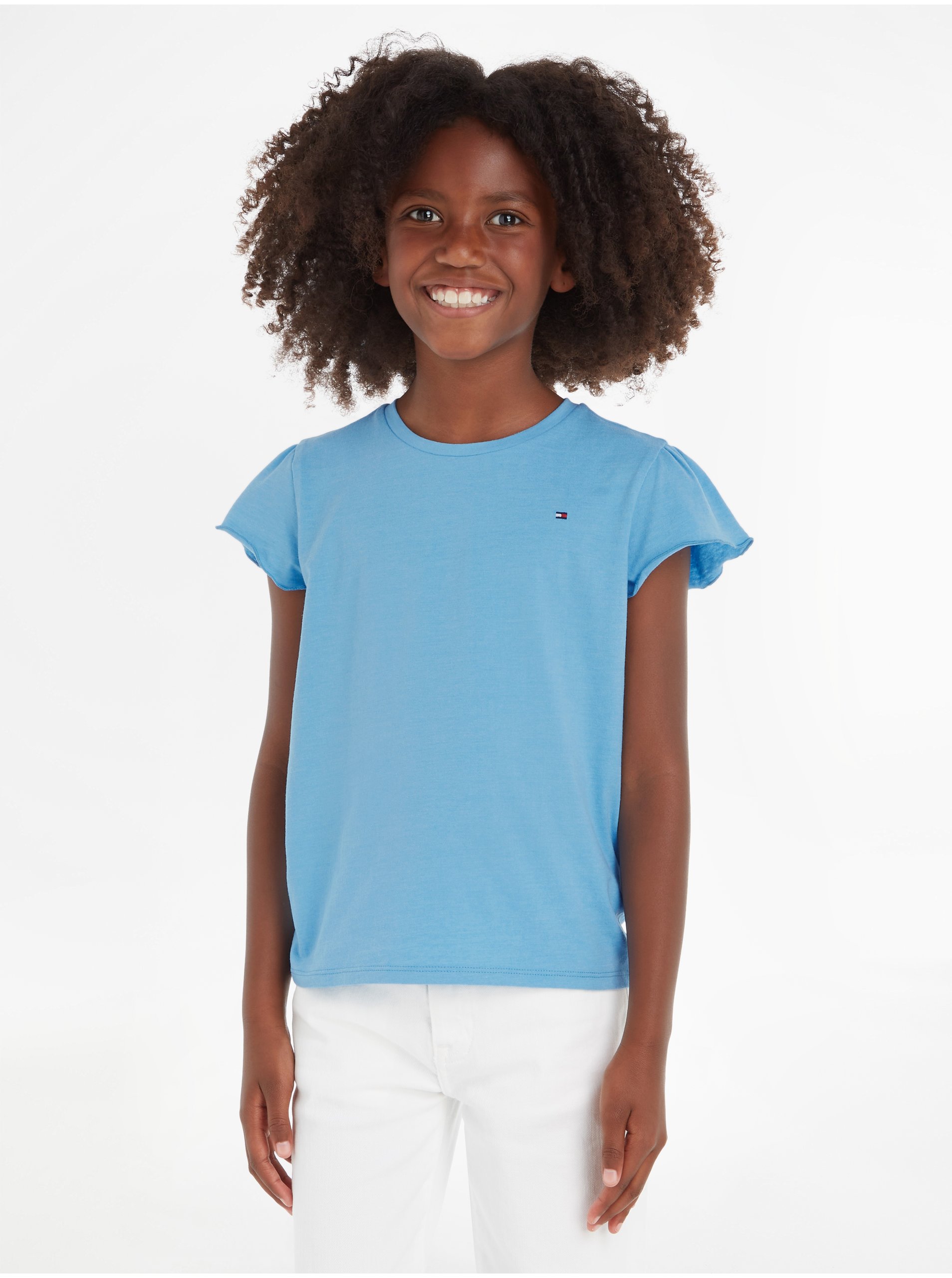 Levně Modré holčičí tričko Tommy Hilfiger