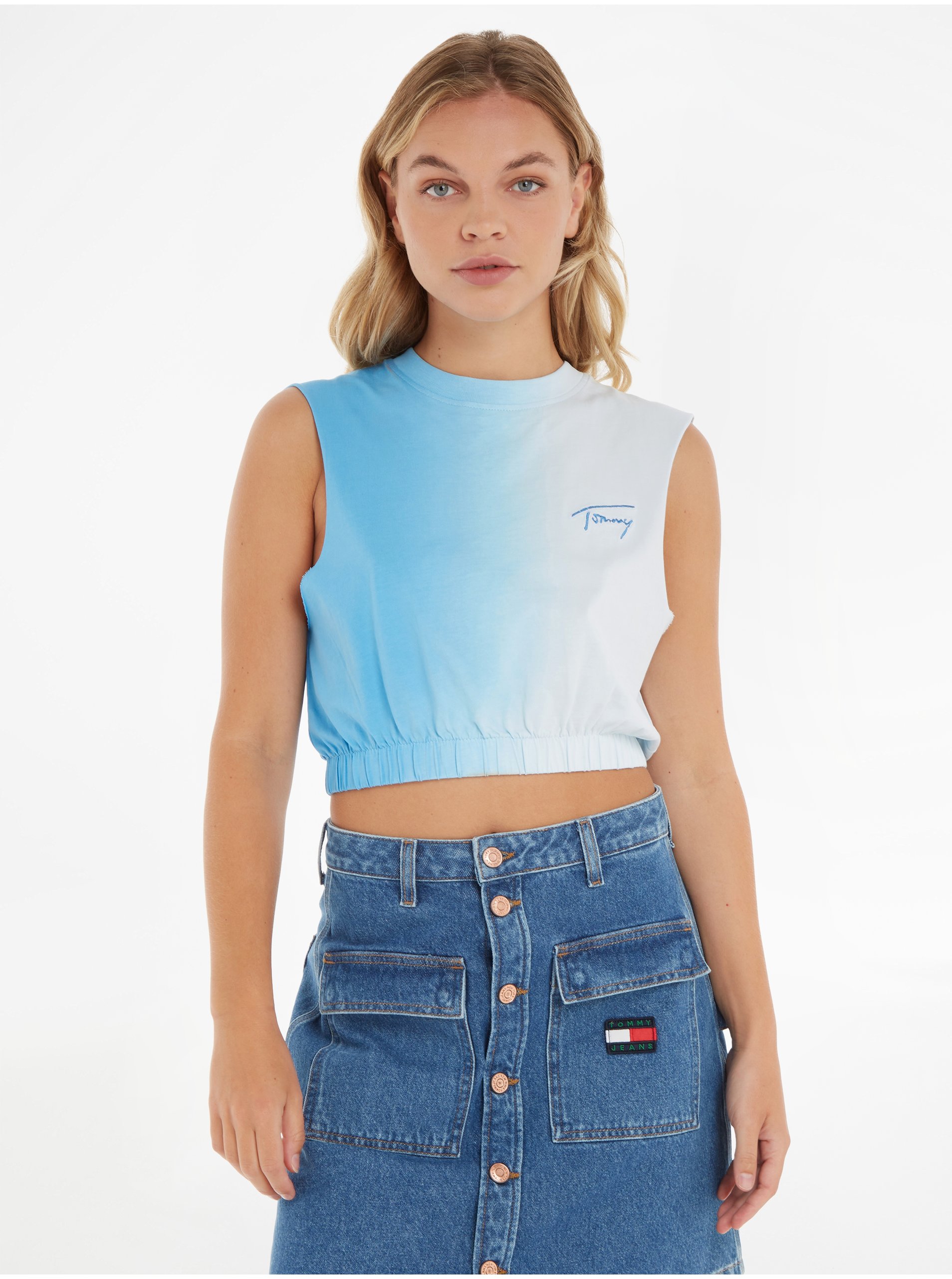 E-shop Světle modrý dámský crop top Tommy Jeans