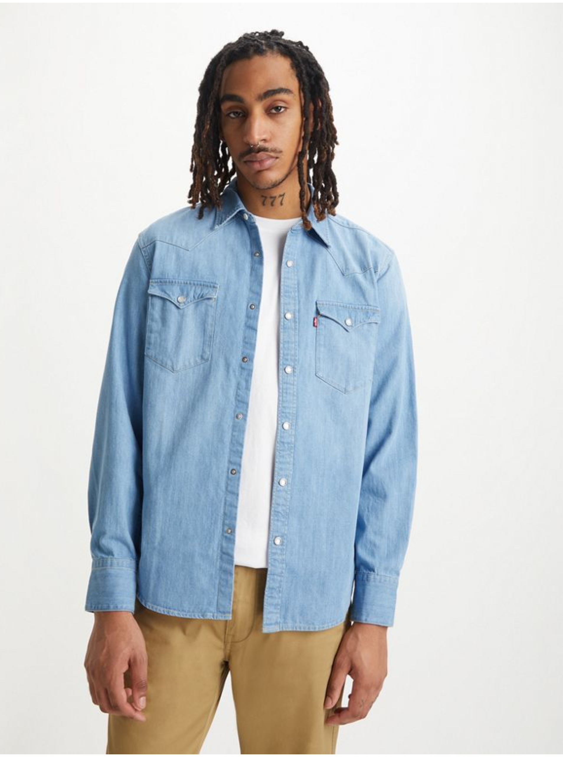 E-shop Světle modrá pánská džínová košile Levi's® Barstow Western Standard Esta
