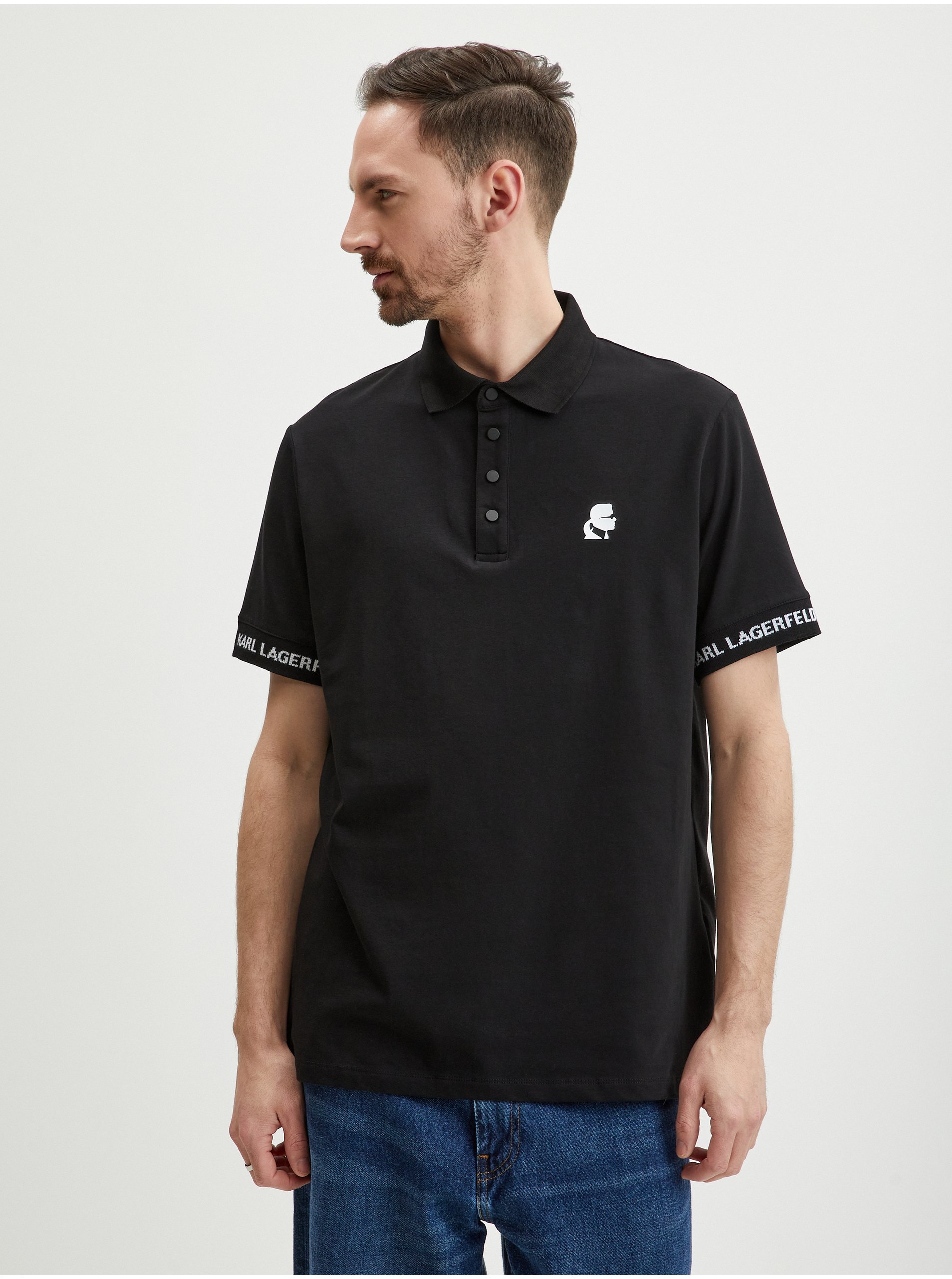 E-shop Čierne pánske polo tričko KARL LAGERFELD