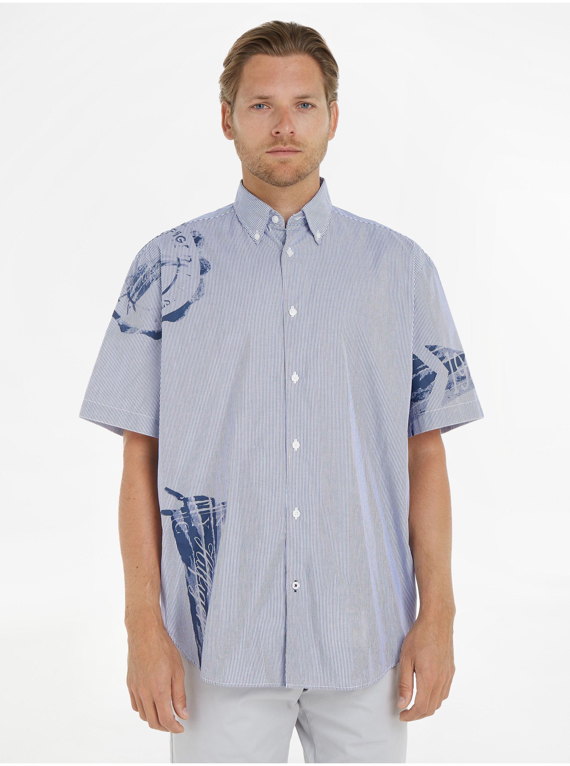 E-shop Modrá pánská vzorovaná košile Tommy Hilfiger