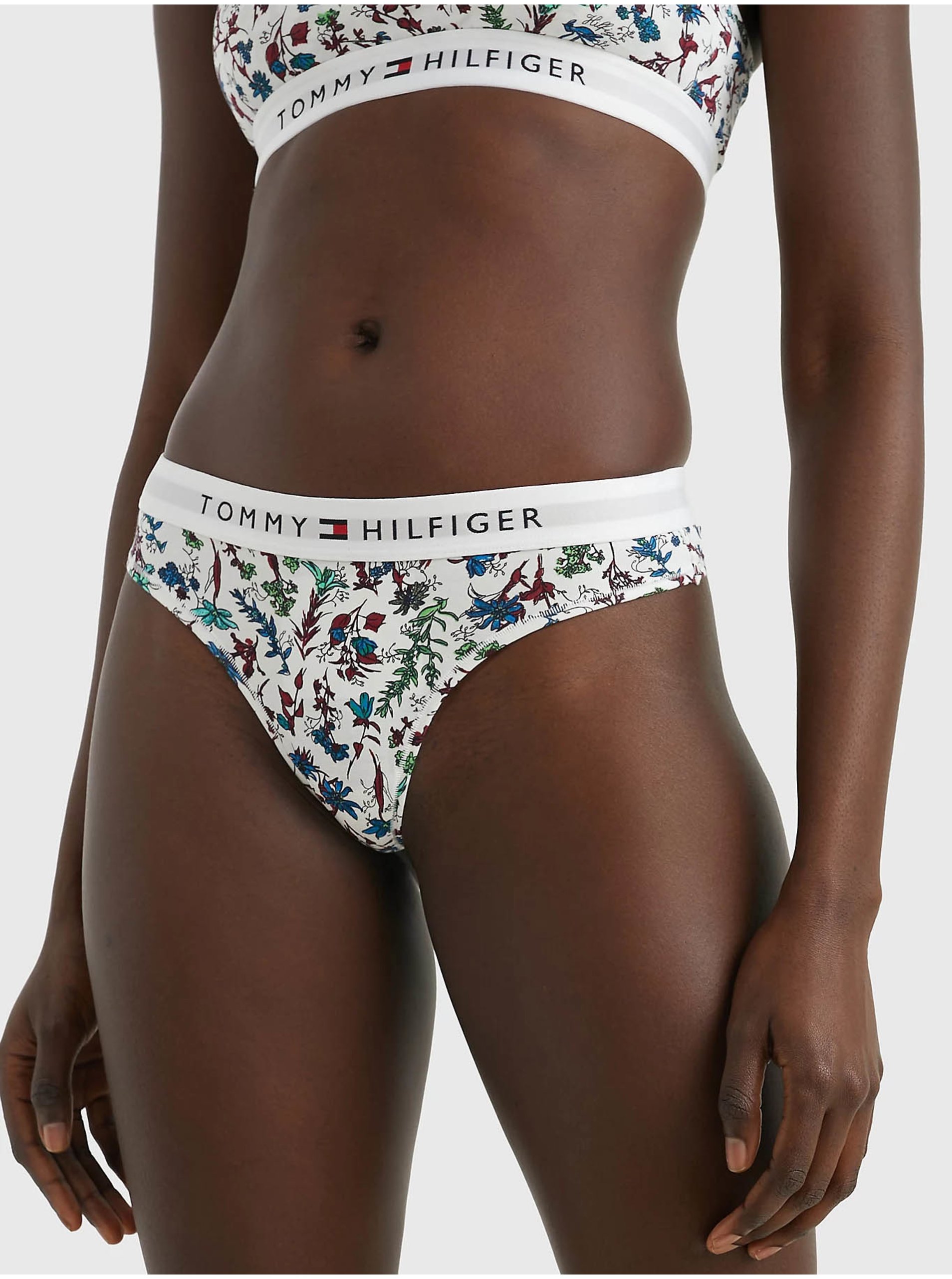 Levně Bílá dámská tanga Tommy Hilfiger Underwear Thong Print