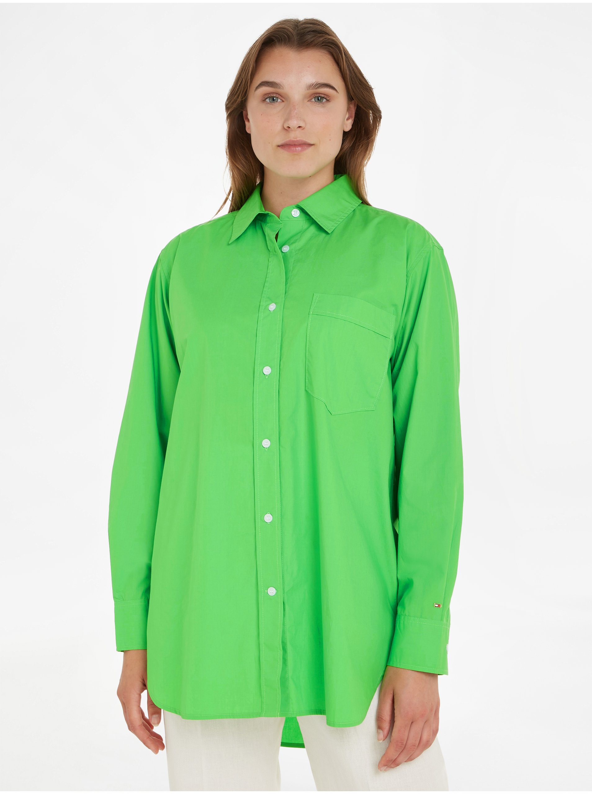 Levně Světle zelená dámská košile Tommy Hilfiger
