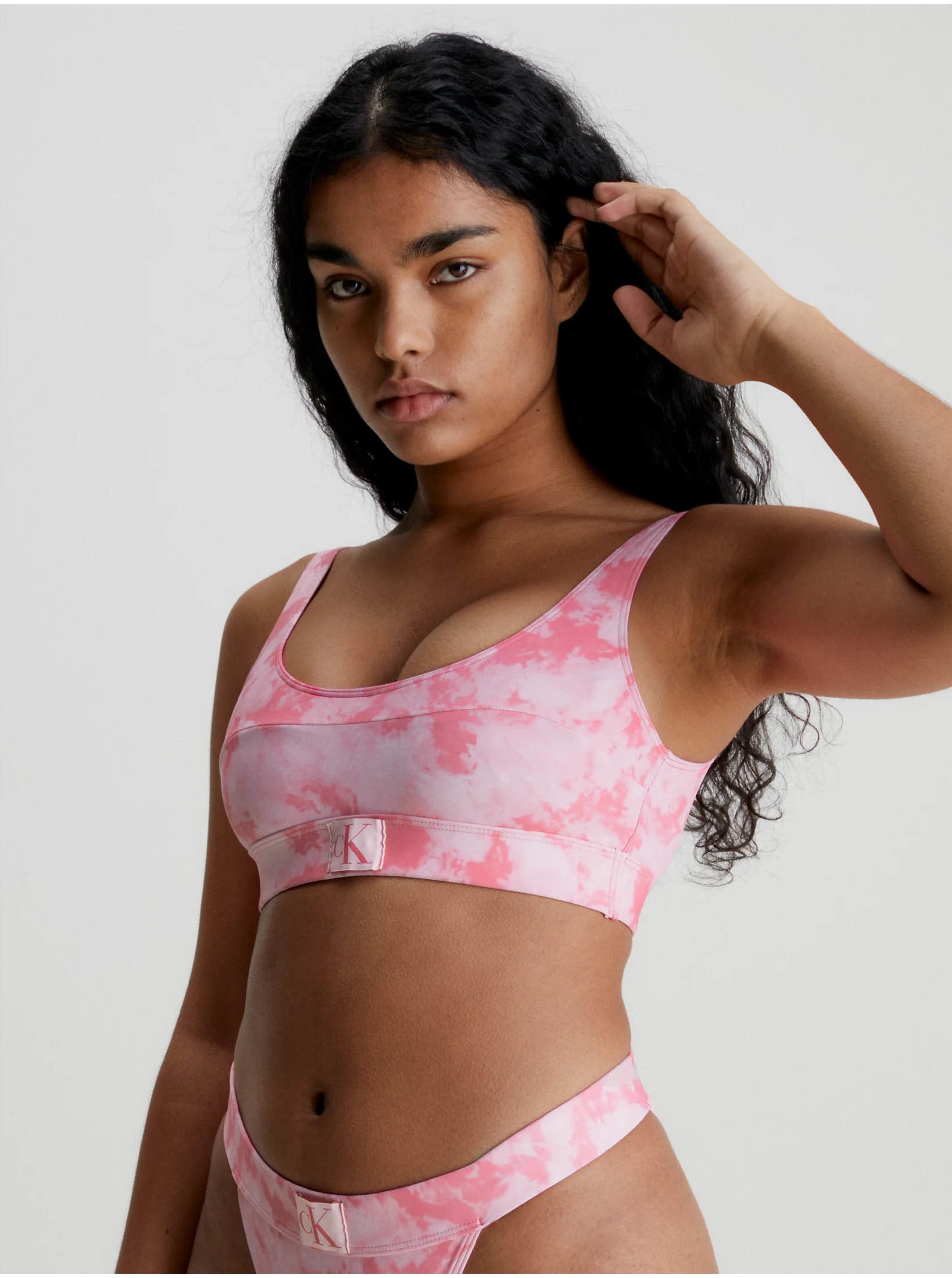 E-shop Růžový dámský vzorovaný horní díl plavek Calvin Klein Underwear