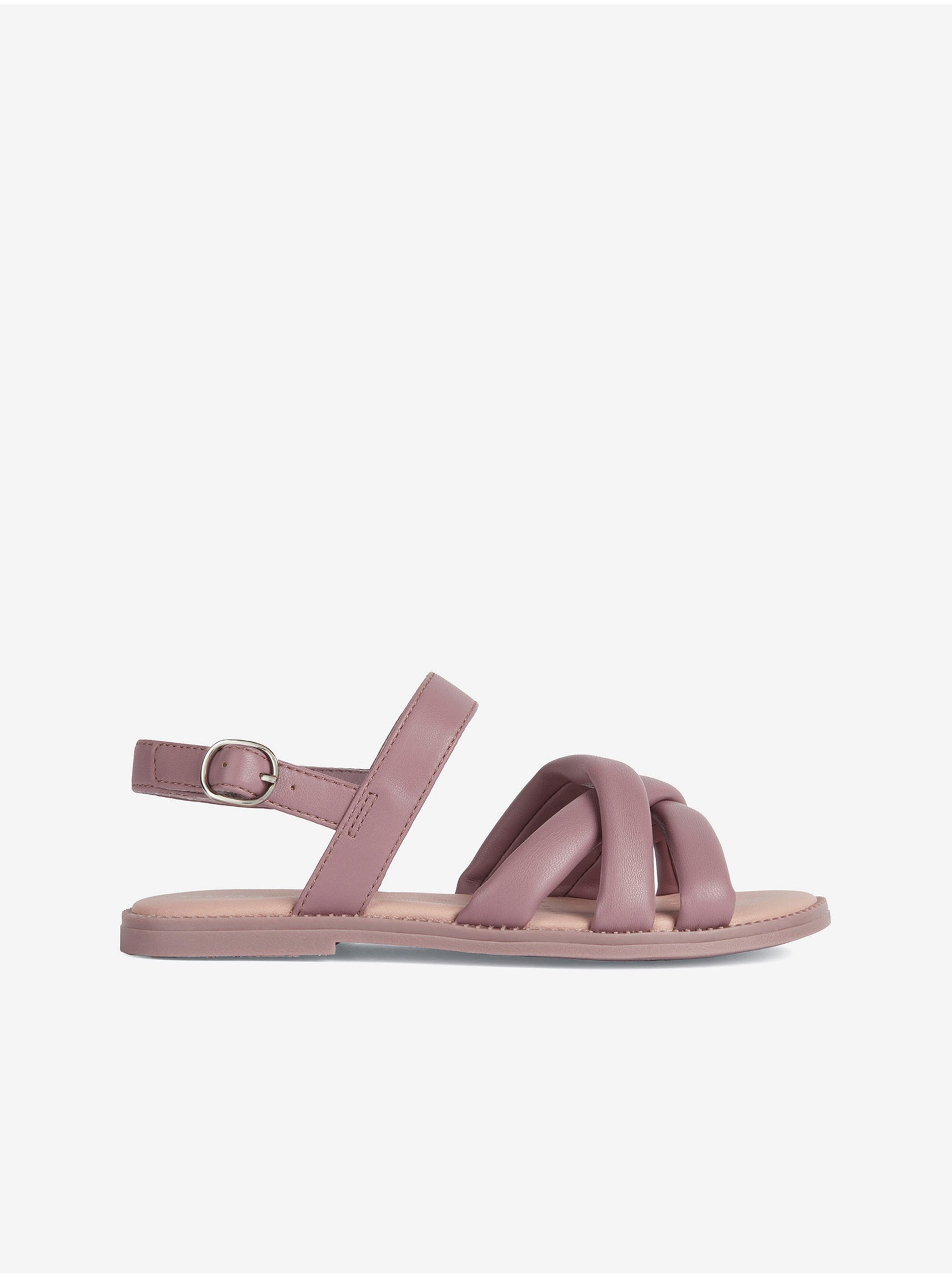 Levně Růžové dámské kožené sandály Geox