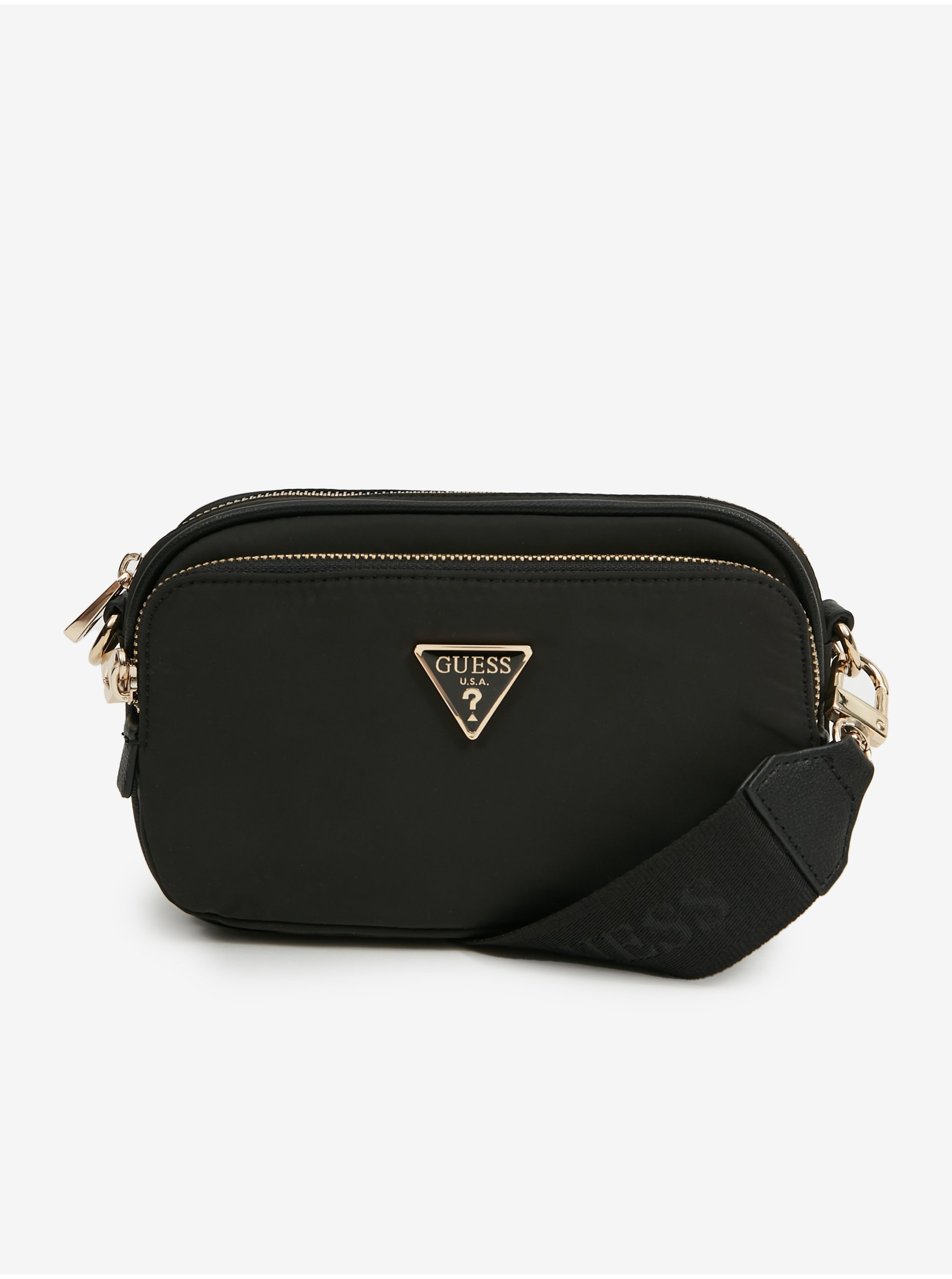 Lacno Čierna dámska crossbody kabelka Guess Gemma