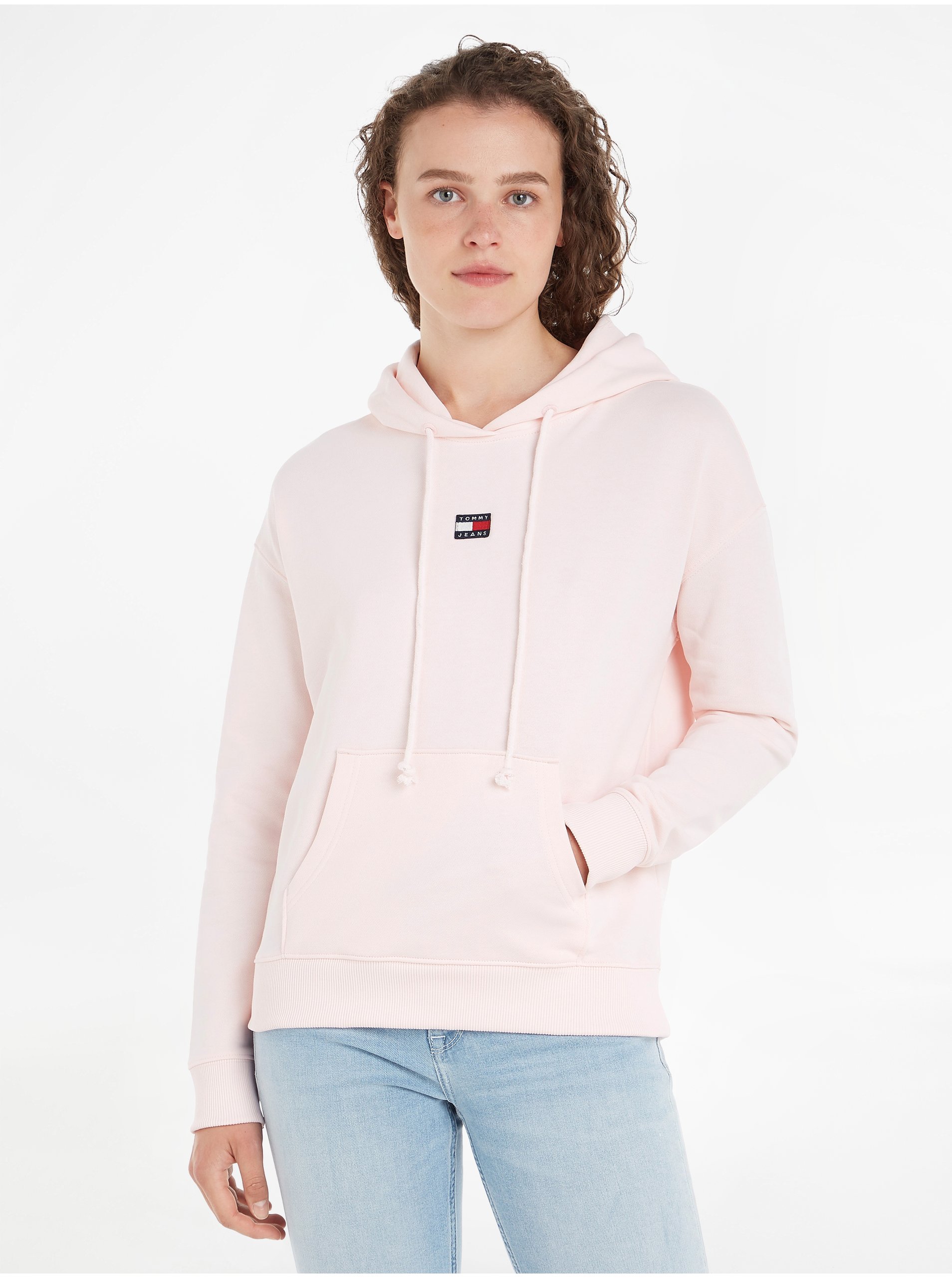 E-shop Světle růžová dámská mikina Tommy Jeans TJW XS Badge Hoodie