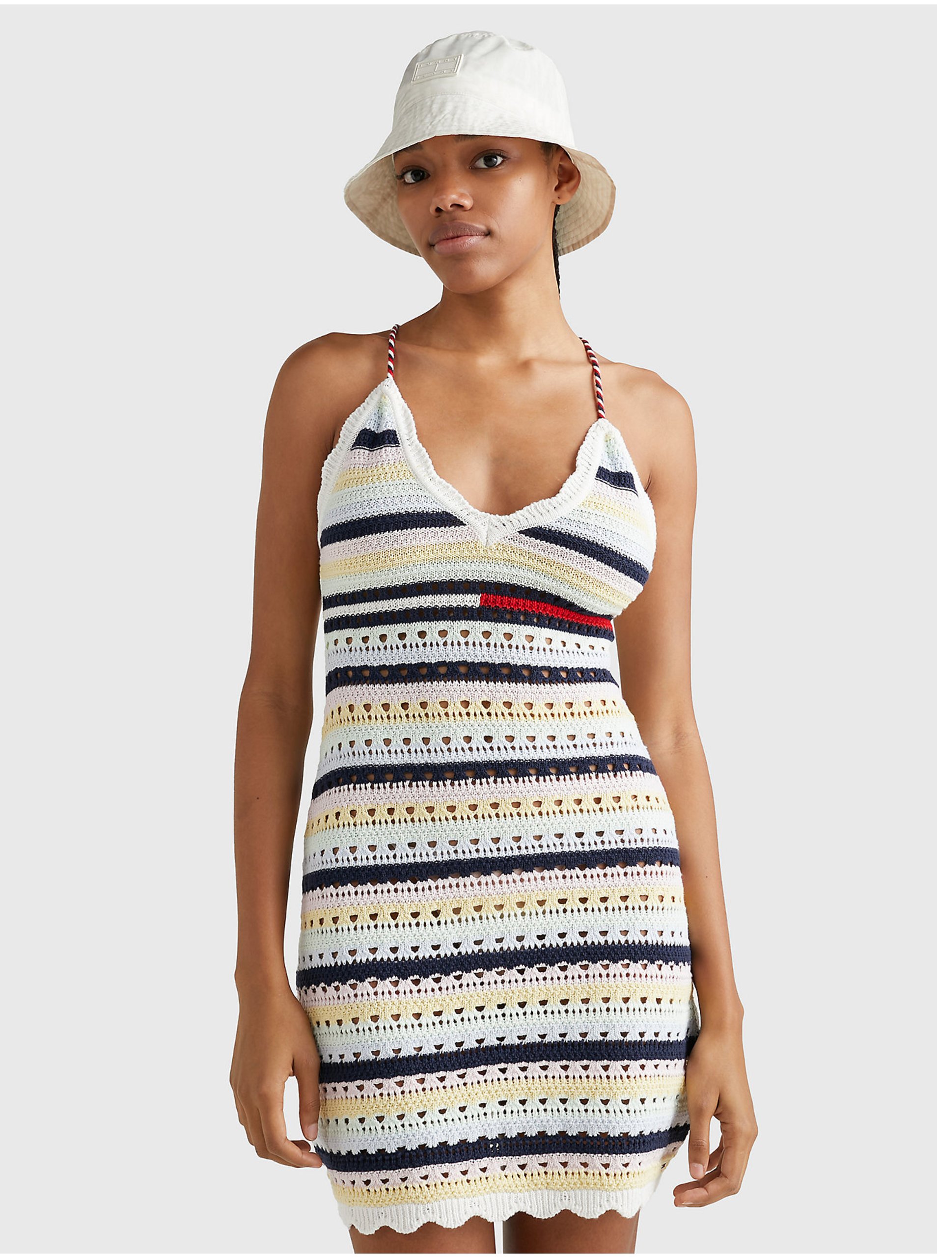 E-shop Letné a plážové šaty pre ženy Tommy Jeans - biela, tmavomodrá, žltá, svetlozelená, ružová