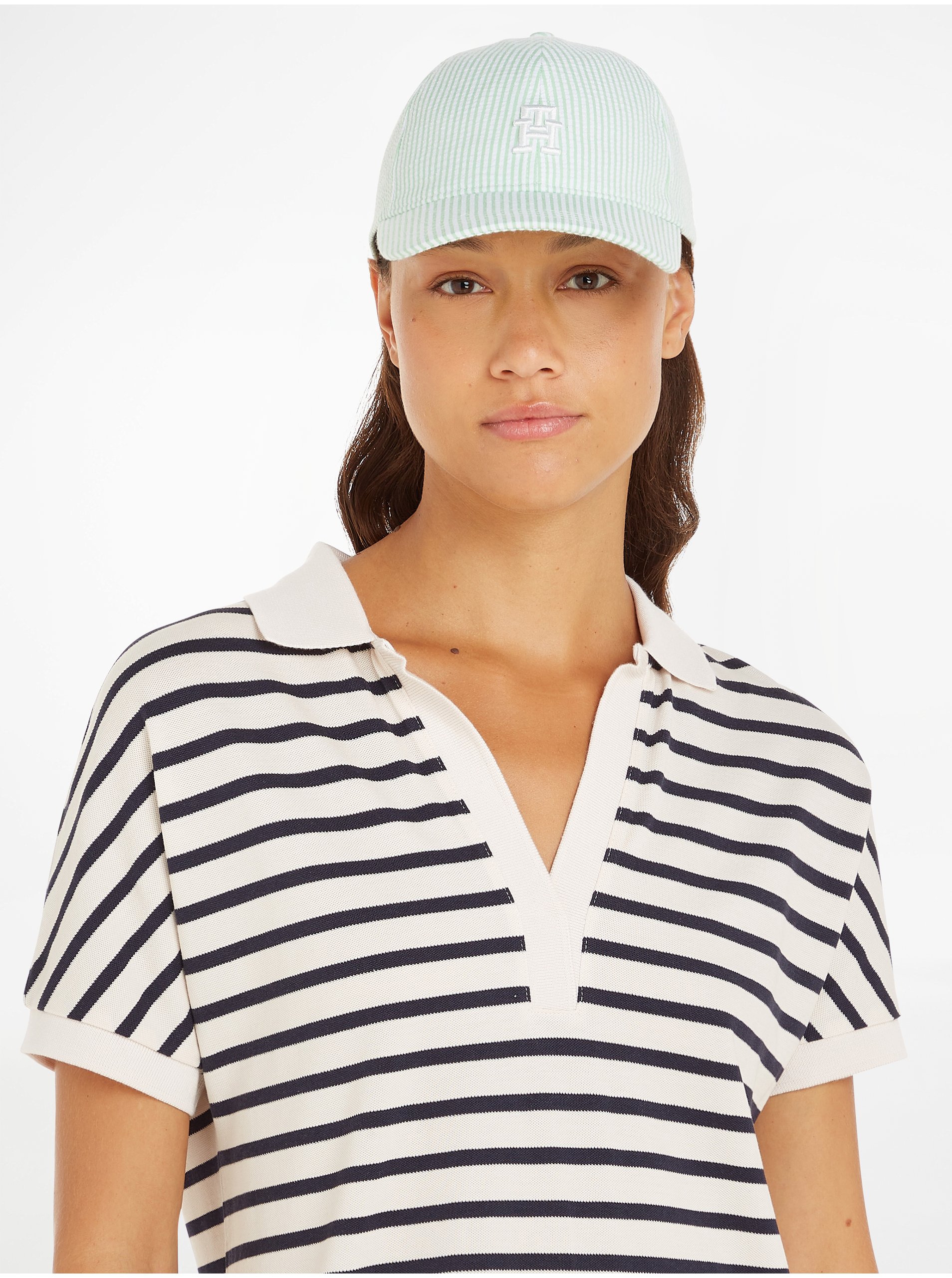 E-shop Čiapky, čelenky, klobúky pre ženy Tommy Hilfiger - svetlomodrá, biela