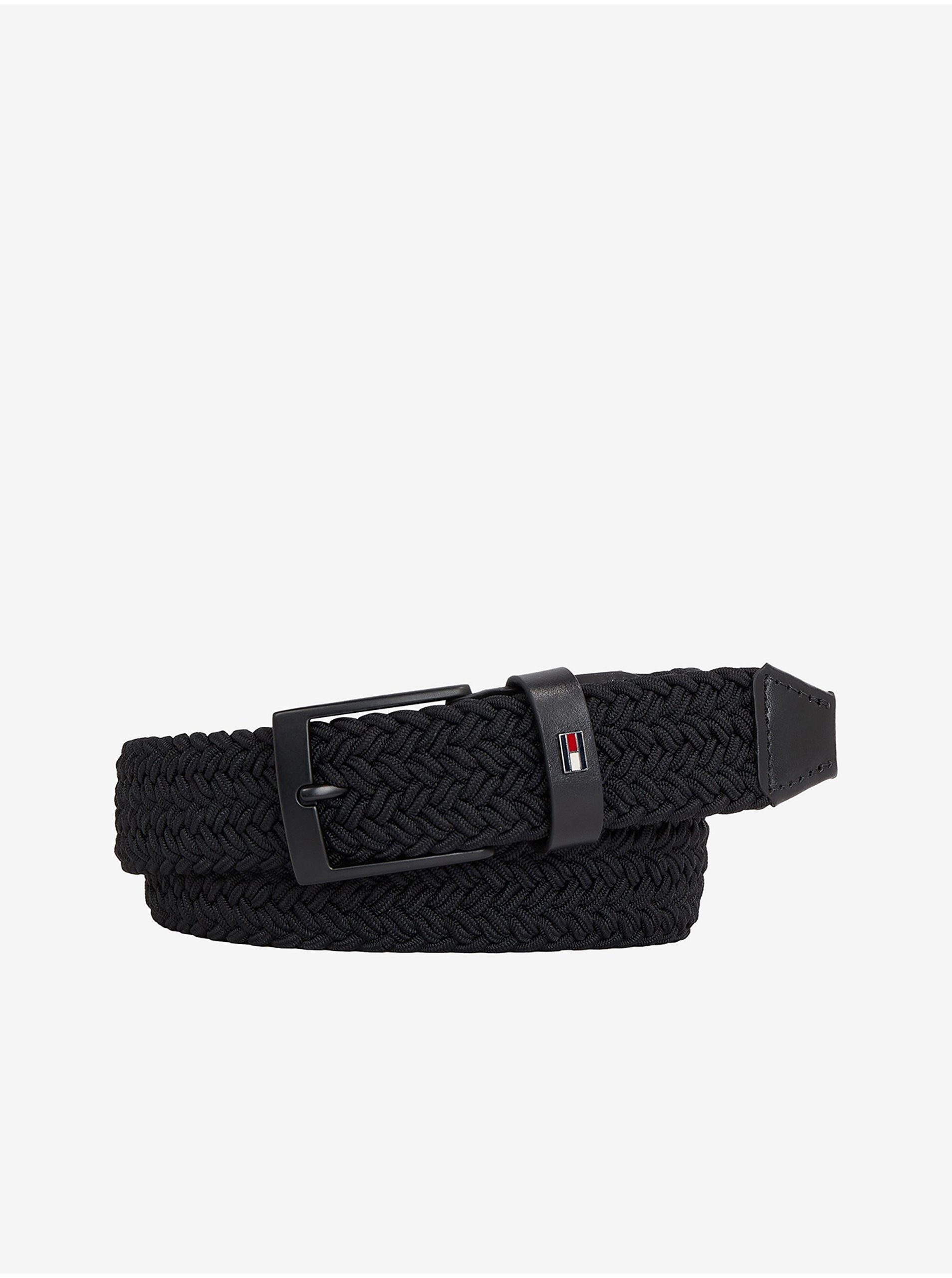 E-shop Černý pánský pásek Tommy Hilfiger Adan 3.5 elastic