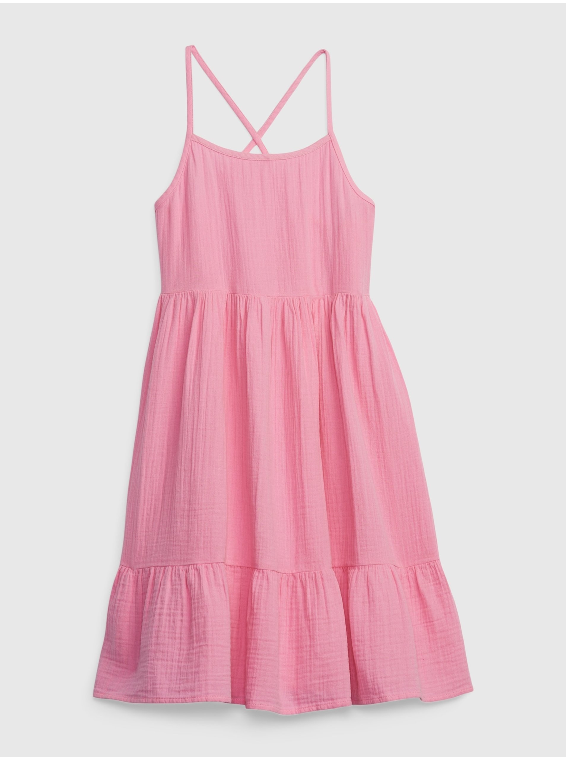 Levně Růžové holčičí letní šaty s volánem GAP