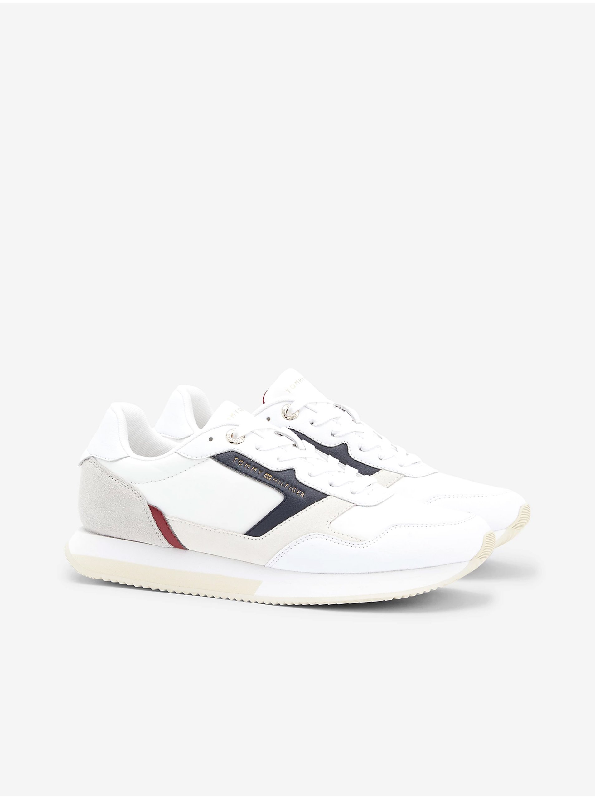 Levně Bílé dámské kožené tenisky Tommy Hilfiger Essential Runner