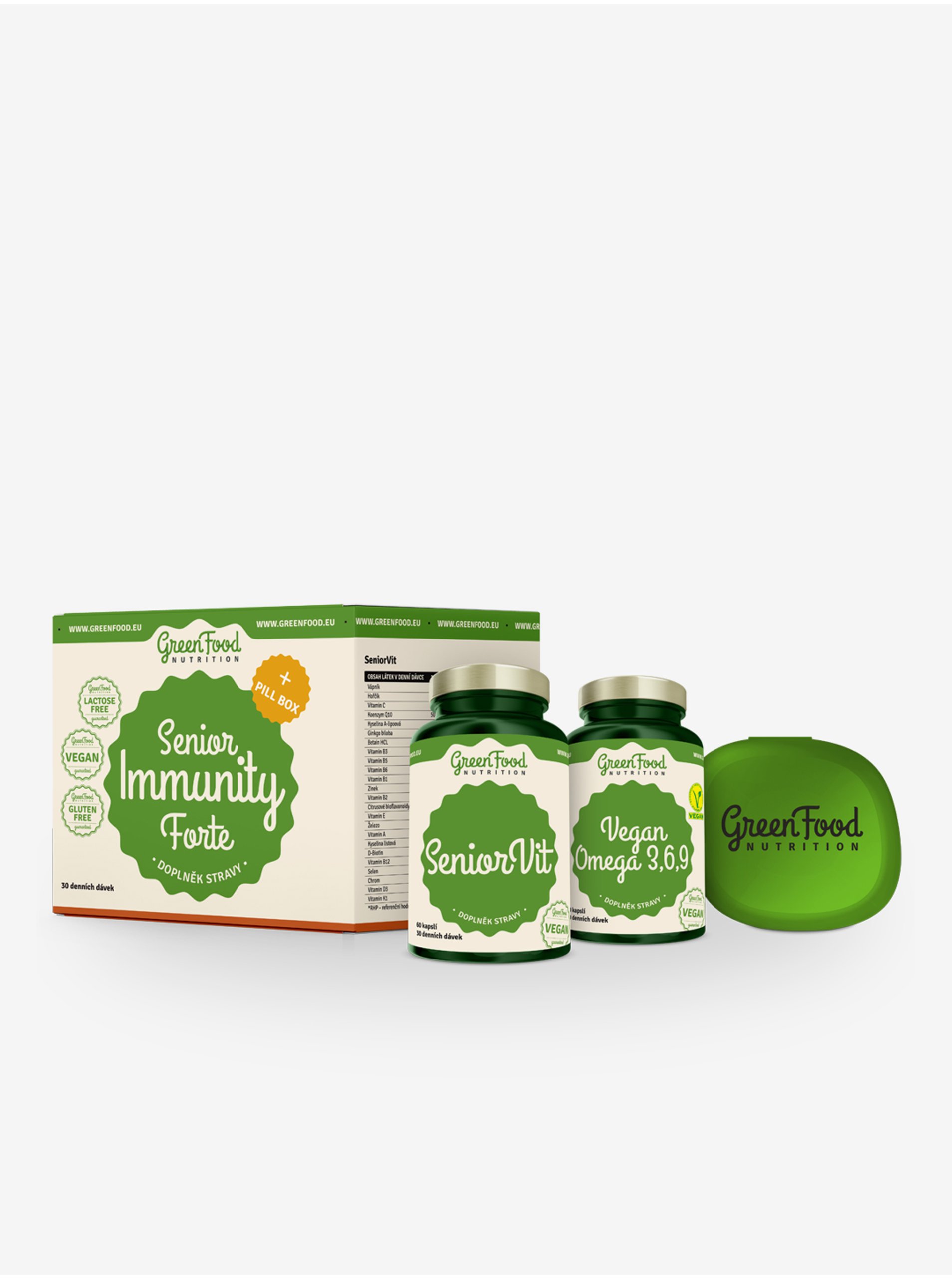 Levně Sada Senior Immunity Forte + dárek Pillbox GreenFood Nutrition