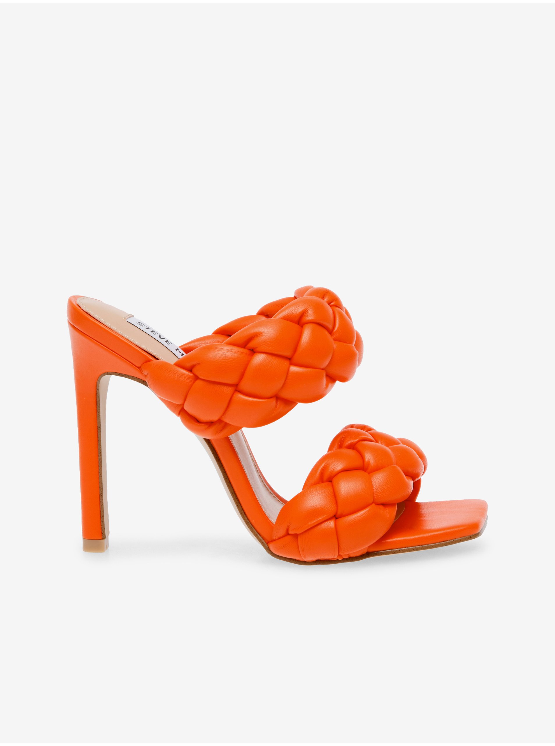 Levně Oranžové dámské sandály na podpatku Steve Madden