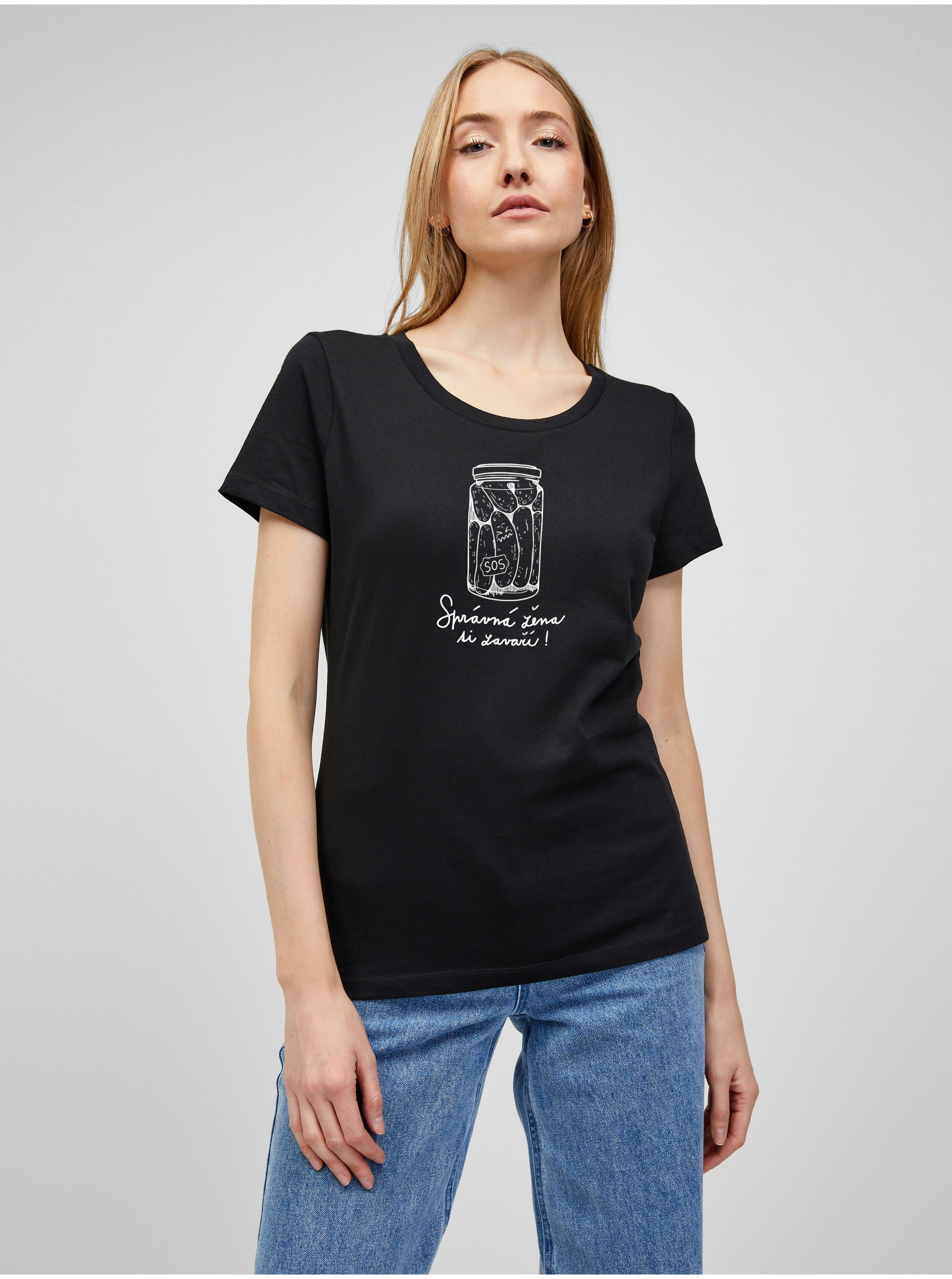 E-shop Černé dámské tričko Zoot Original Správná žena vždy pořádně zavaří