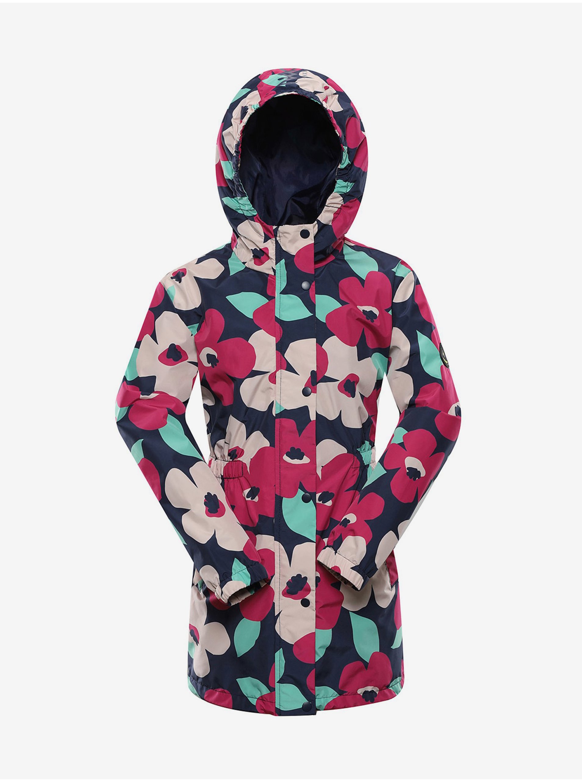 E-shop Modro-růžový holčičí květovaný kabát NAX Godoro