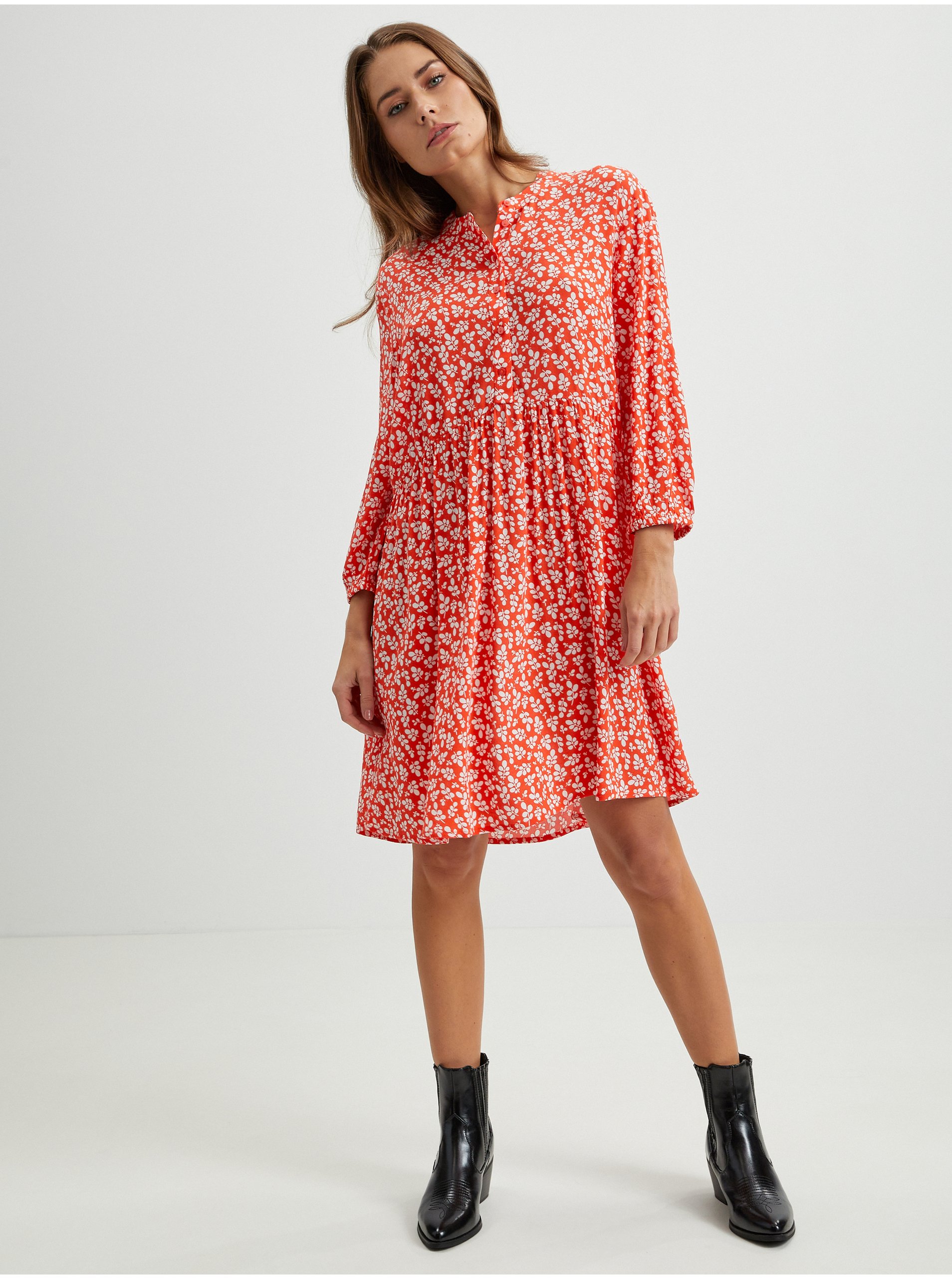 E-shop Červené dámské květované šaty Tom Tailor