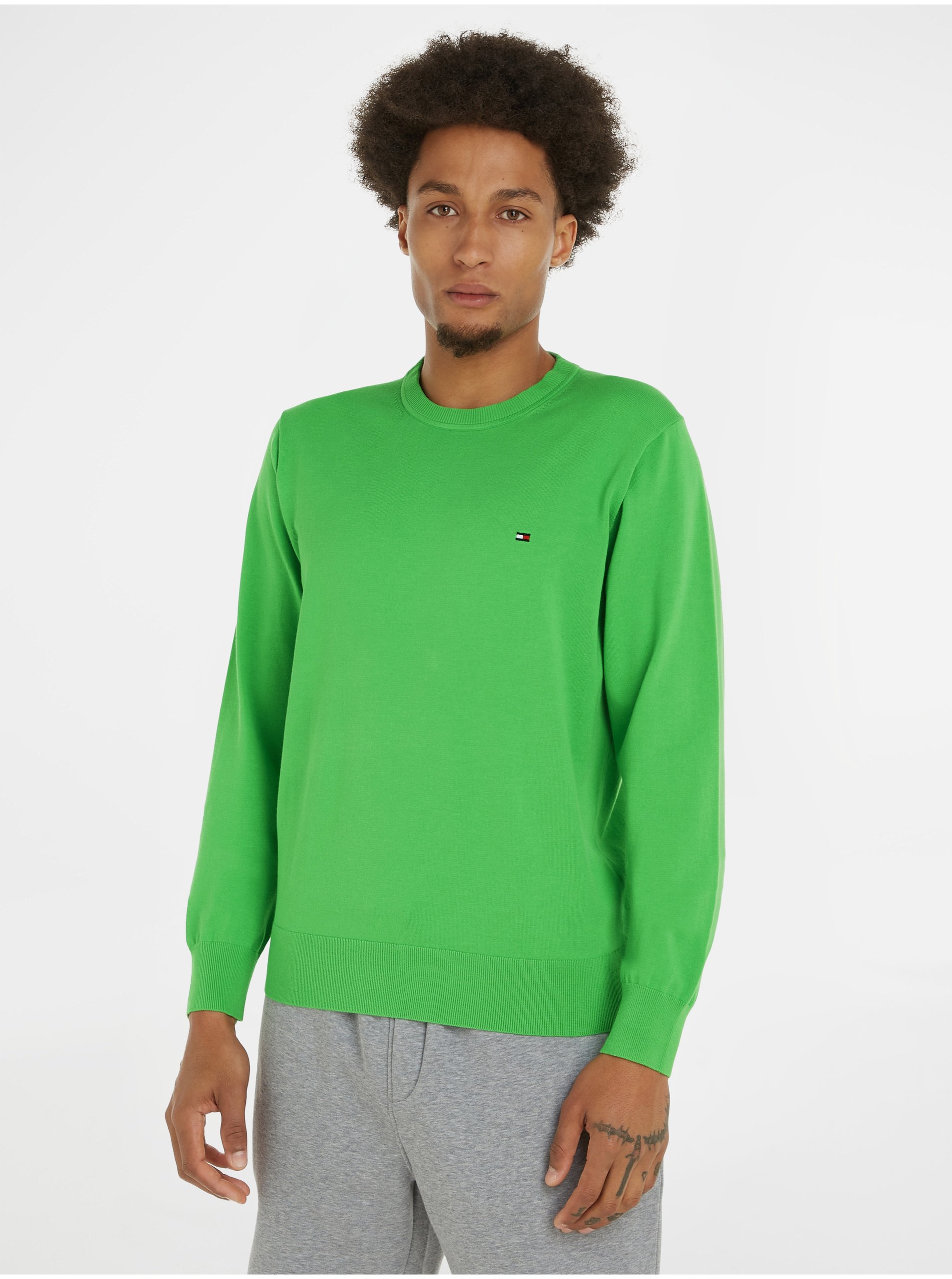 E-shop Světle zelený pánský svetr Tommy Hilfiger