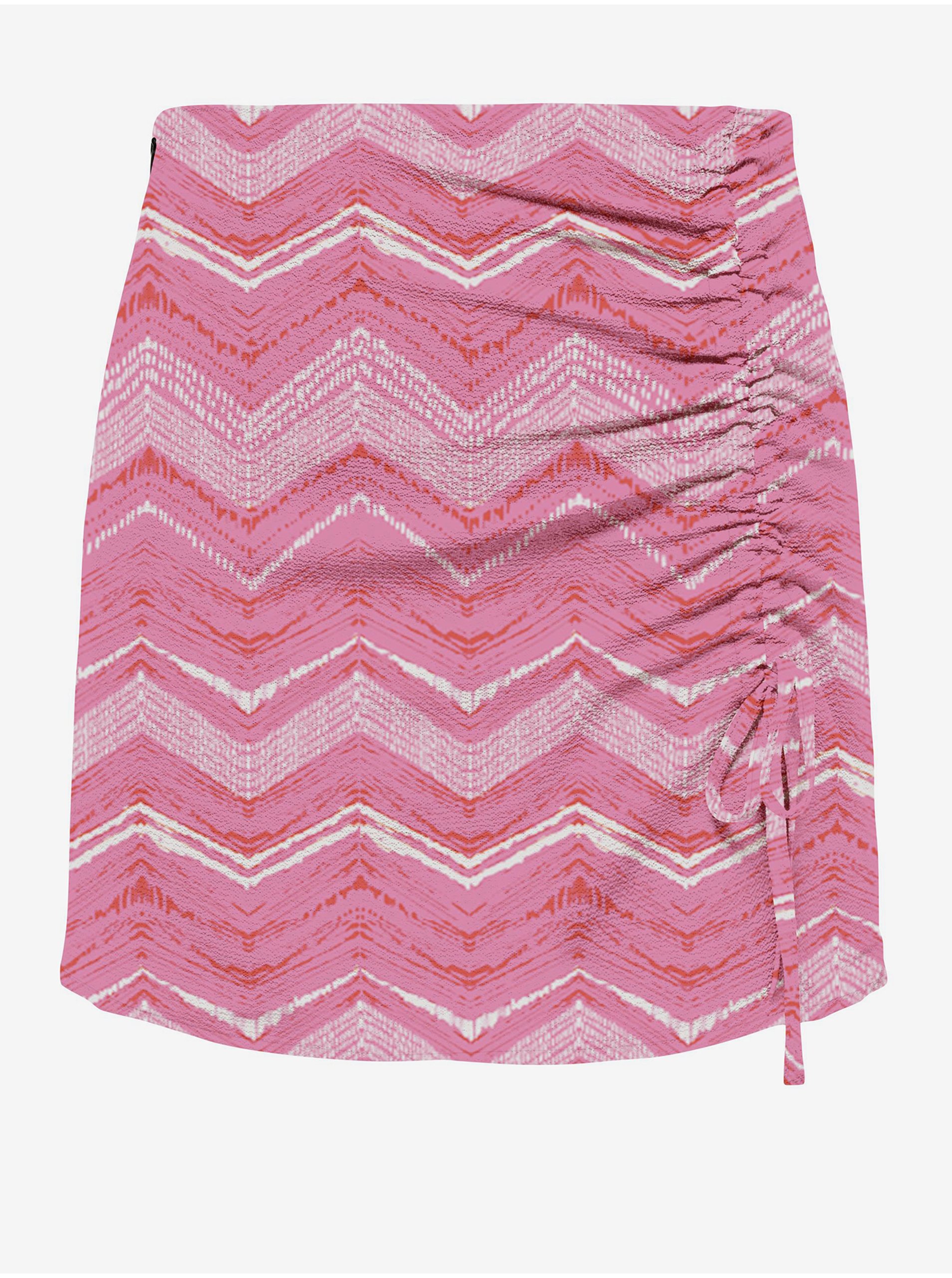 Lacno Ružová dámska vzorovaná mini sukňa ONLY Nova