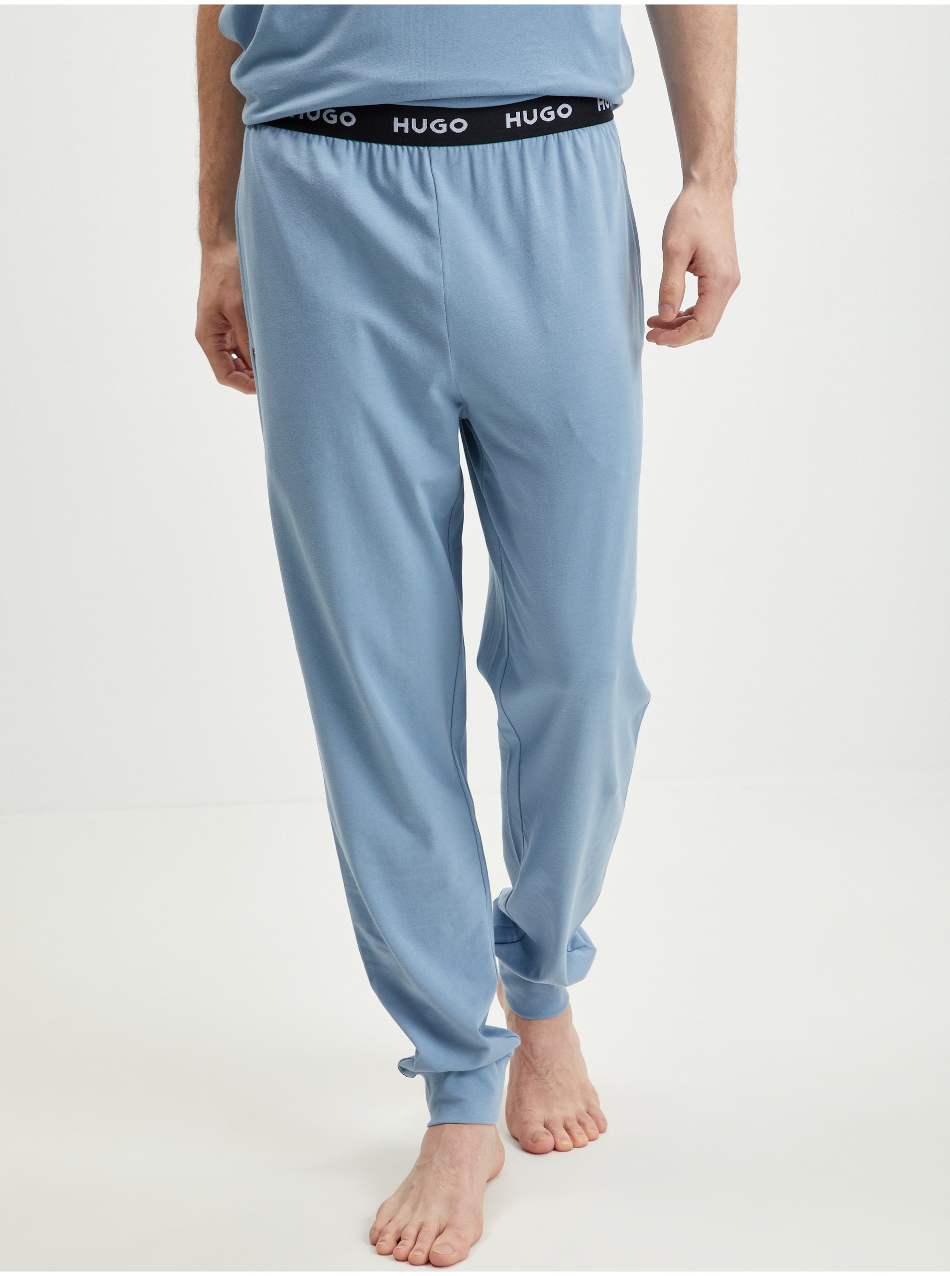 Lacno Modré pánske pyžamové nohavice HUGO