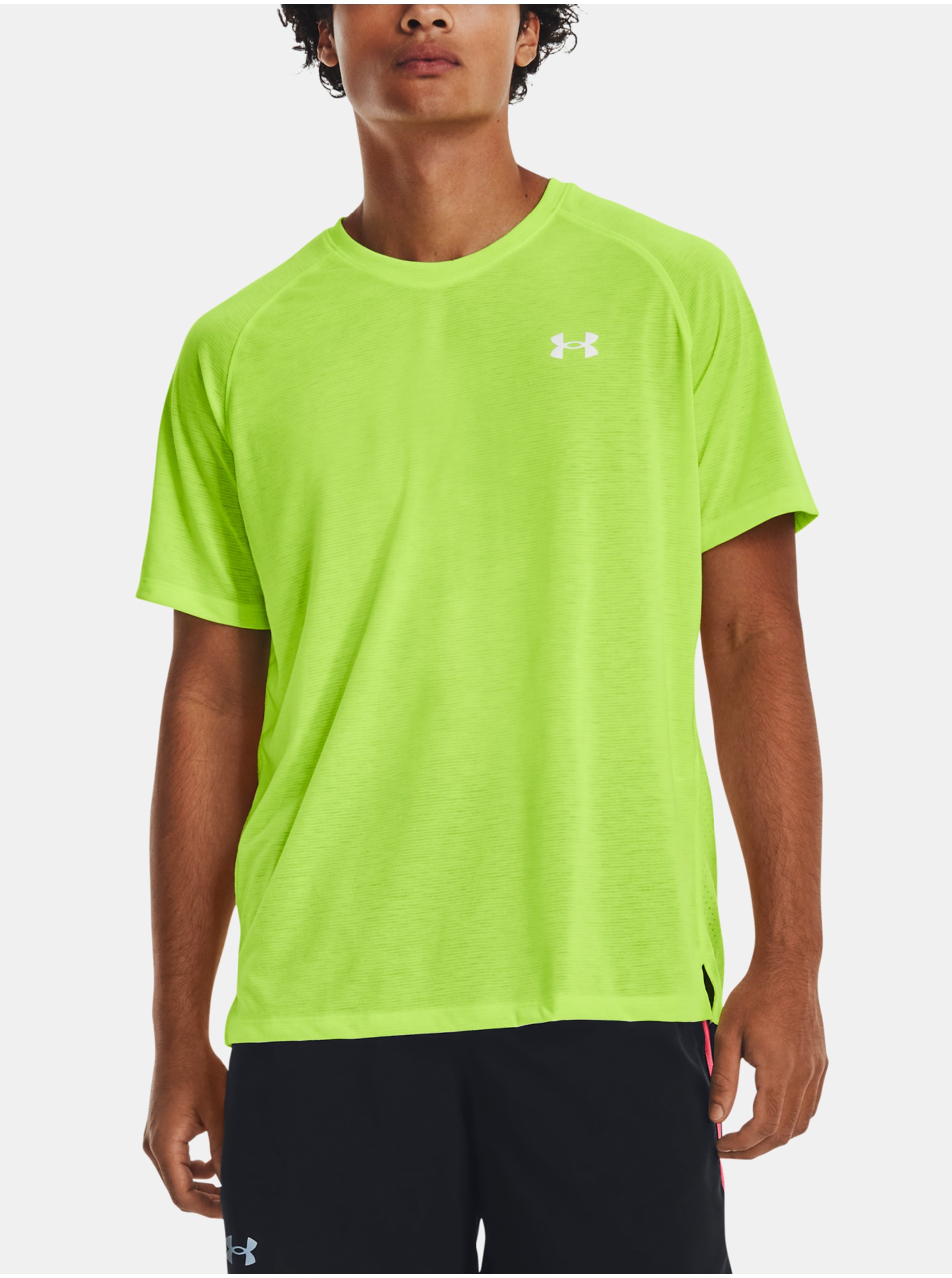 Levně Neonové zelené sportovní tričko Under Armour UA STREAKER TEE