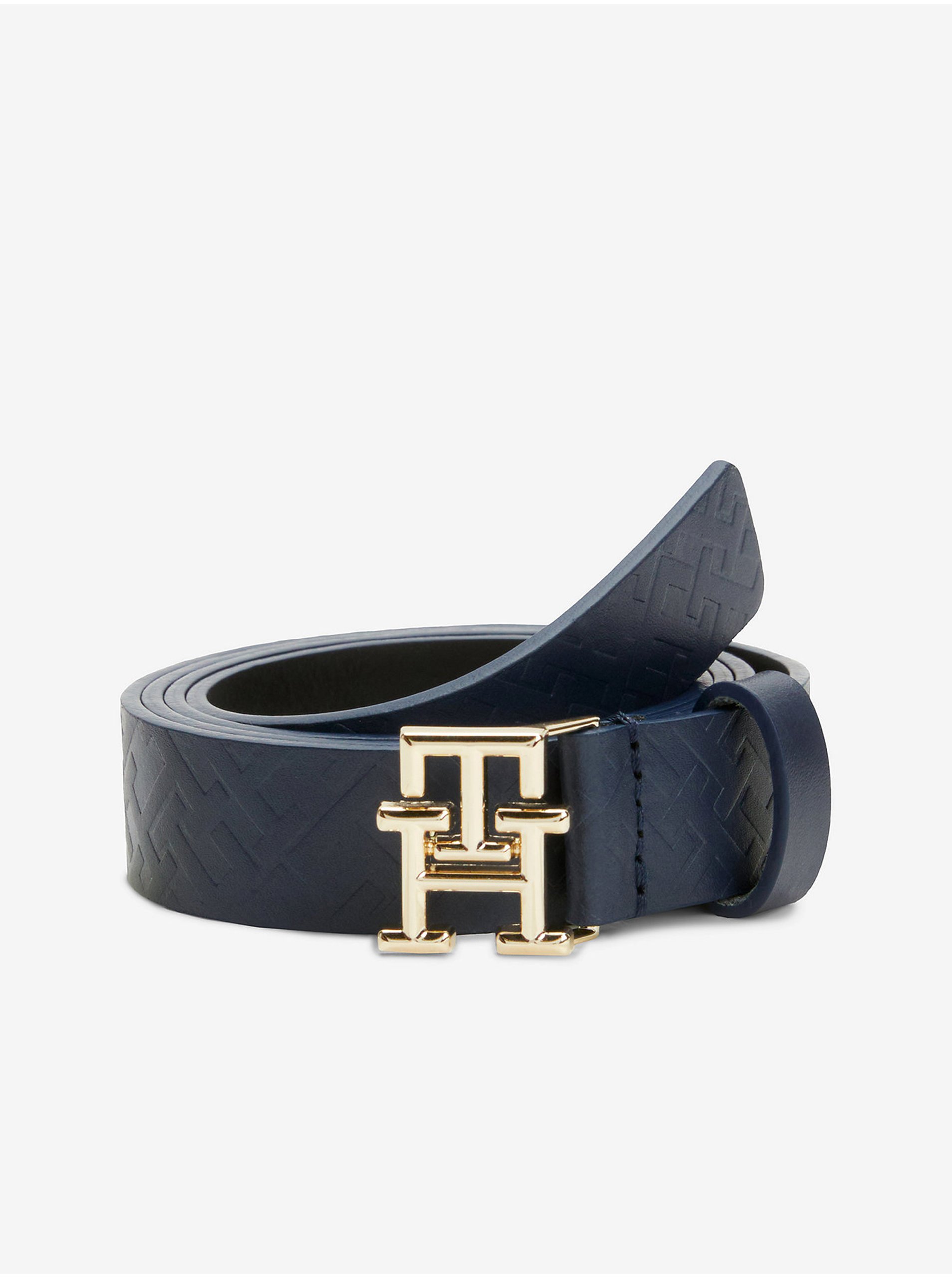 E-shop Tmavě modrý dámský kožený pásek Tommy Hilfiger