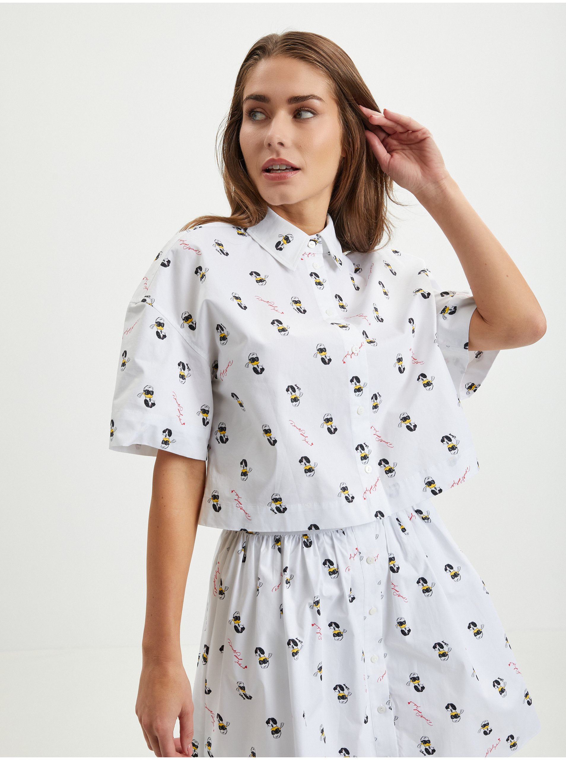 E-shop Bílá dámská vzorovaná košile KARL LAGERFELD x Disney