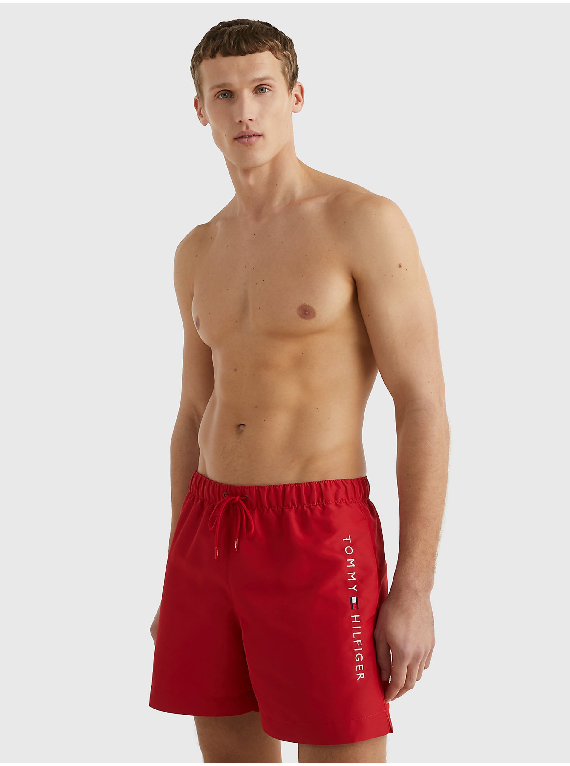 Levně Červené pánské plavky Tommy Hilfiger Underwear