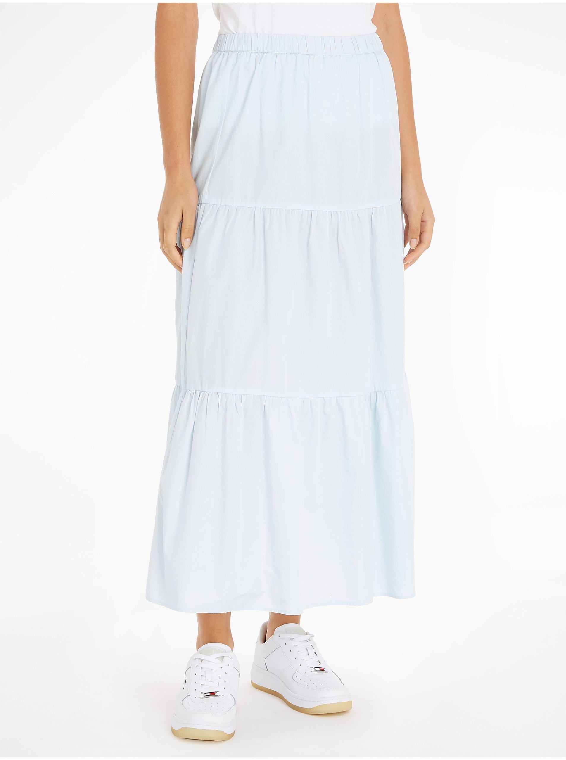 E-shop Světle modrá dámská sukně Tommy Jeans Popin Tiered Mi