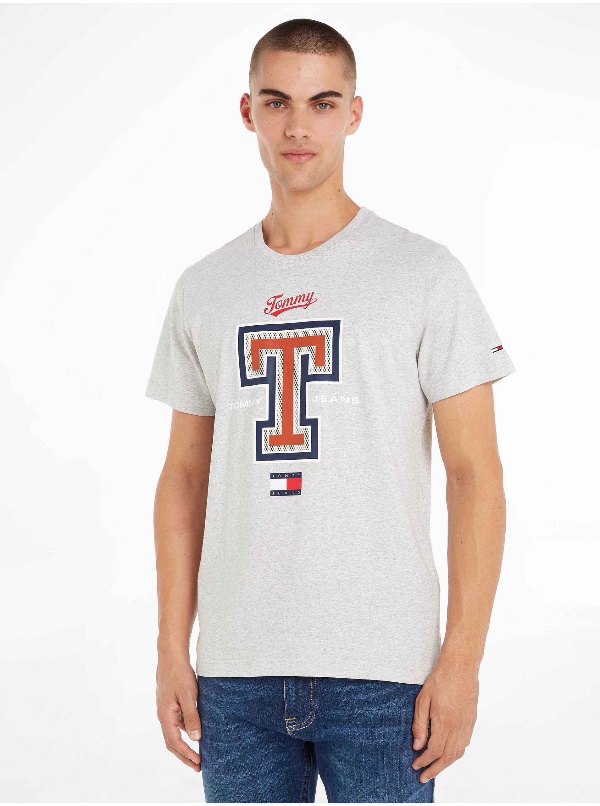 E-shop Tričká s krátkym rukávom pre mužov Tommy Jeans - svetlosivá
