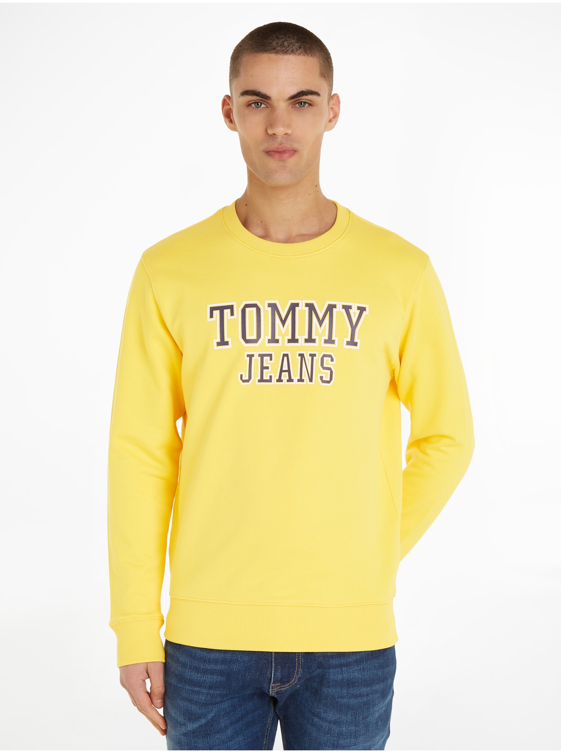 Lacno Mikiny bez kapuce pre mužov Tommy Jeans - žltá