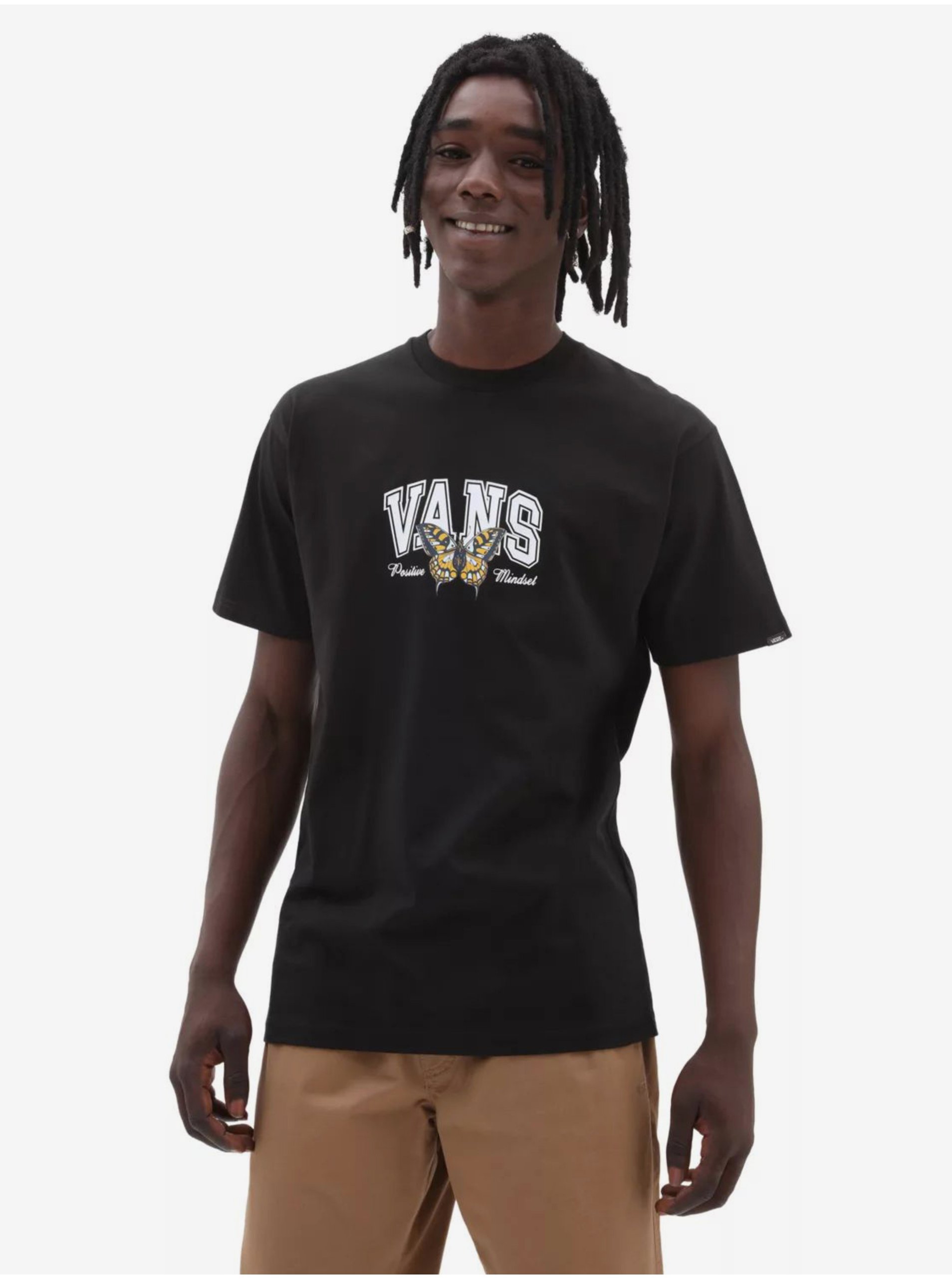E-shop Černé pánské tričko s potiskem VANS Positive Mindset SS Tee