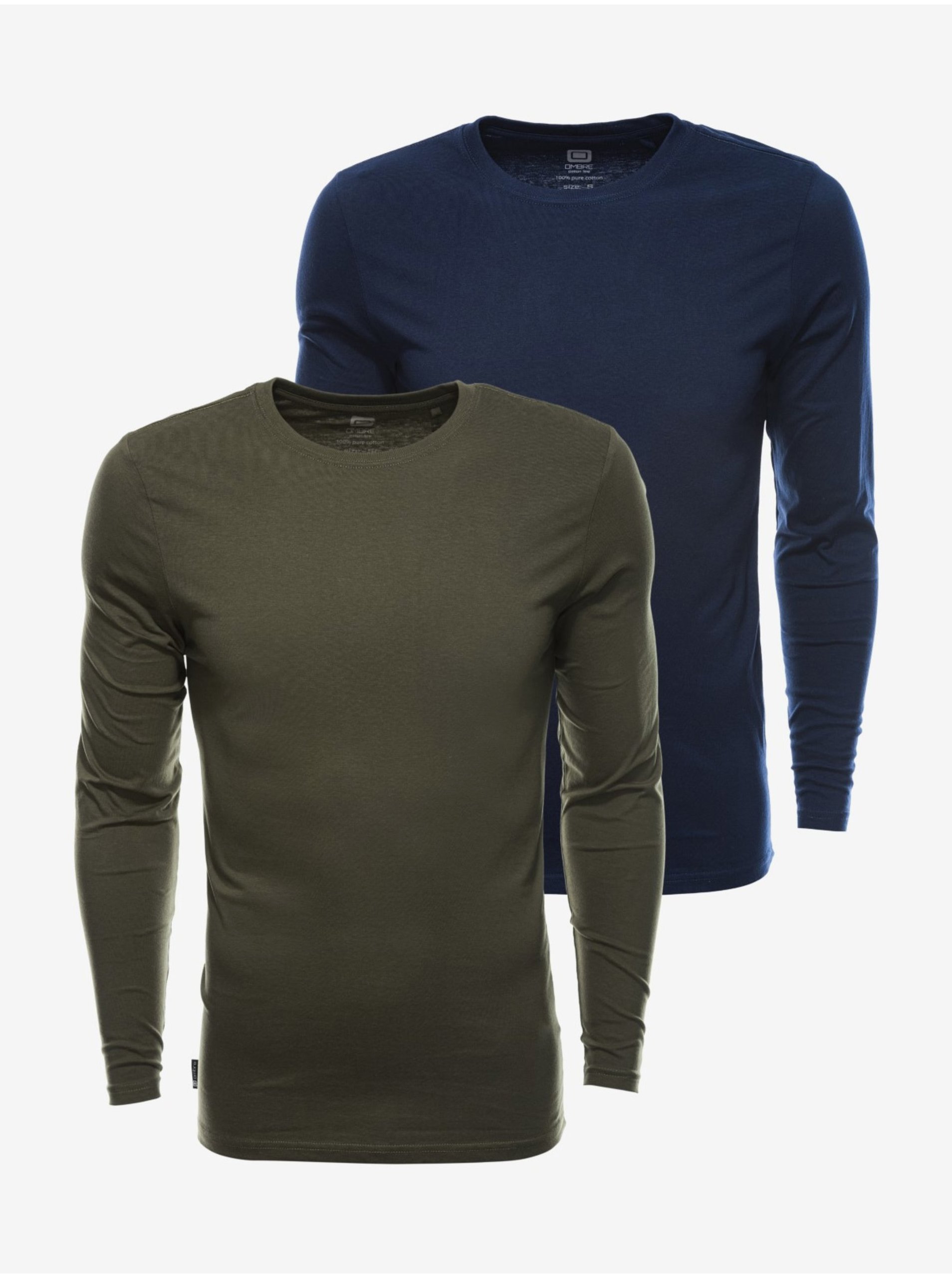 E-shop Basic tričká pre mužov Ombre Clothing - kaki, tmavomodrá