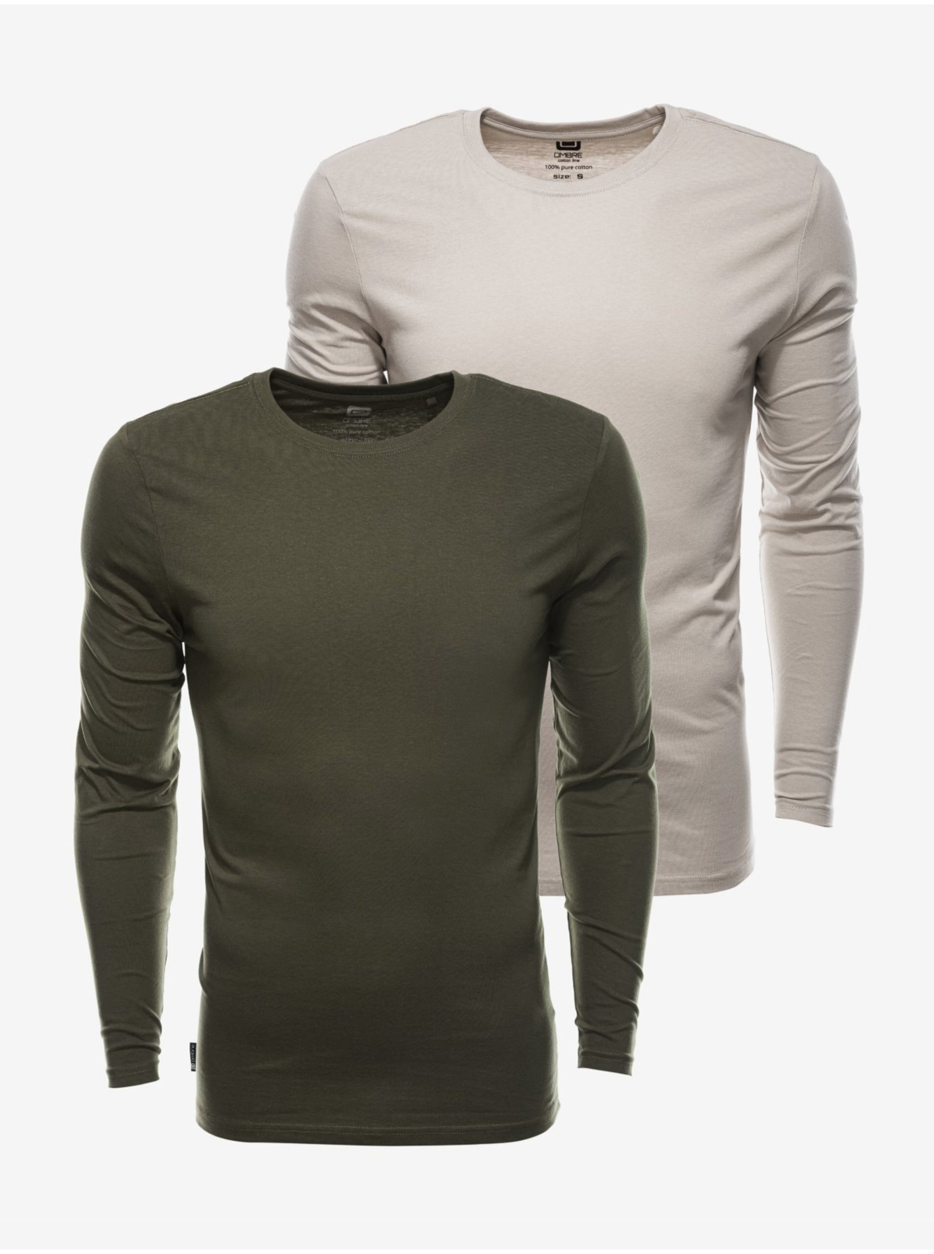 Lacno Basic tričká pre mužov Ombre Clothing - kaki, béžová