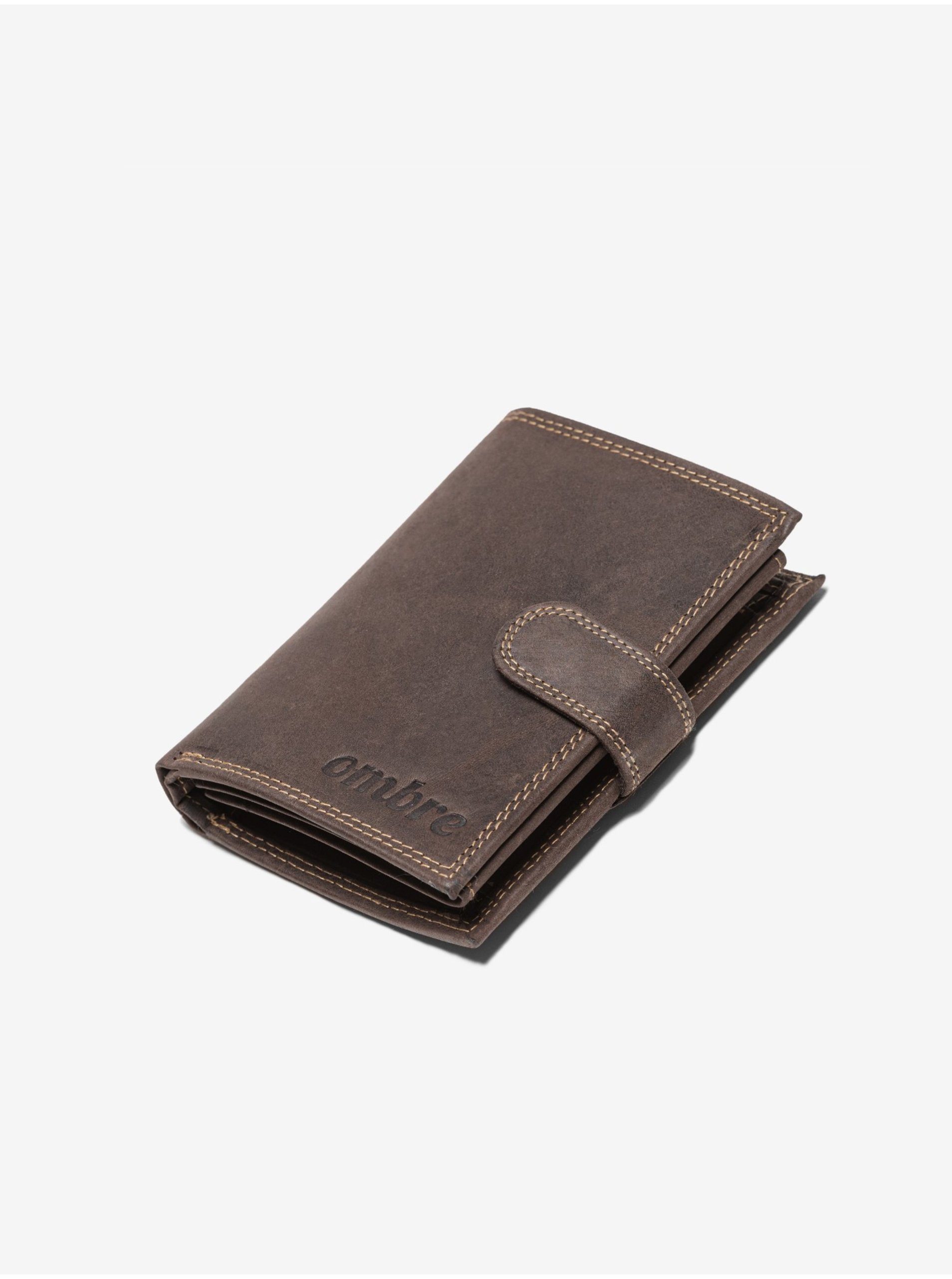E-shop Hnědá pánská kožená peněženka Ombre Clothing A091