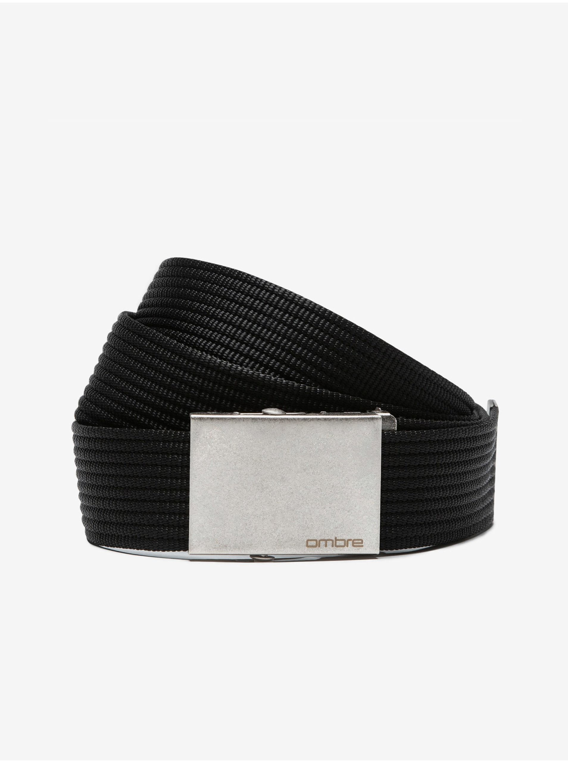 Levně Černý pánský látkový pásek Ombre Clothing A029