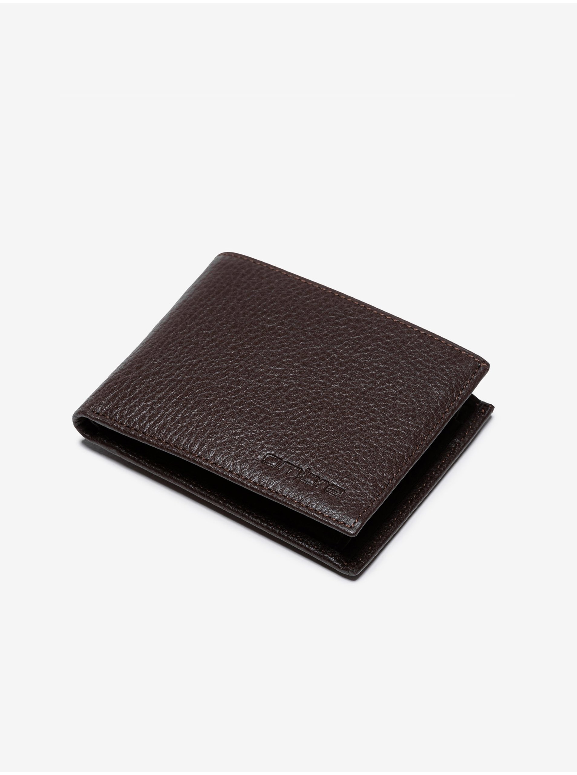 Levně Hnědá pánská kožená peněženka Ombre Clothing