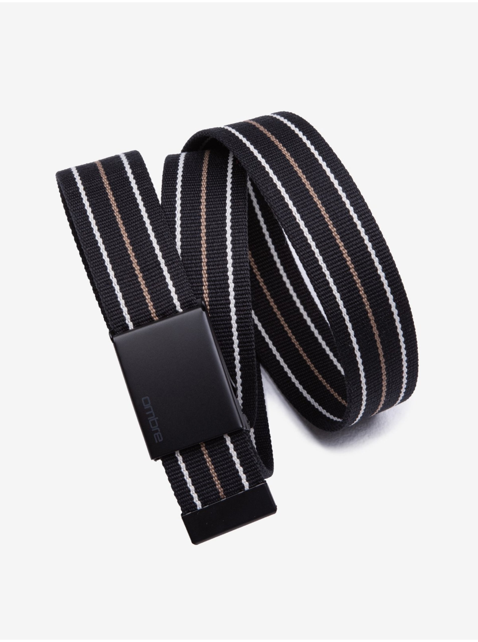 Levně Černý pánský pruhovaný pásek Ombre Clothing