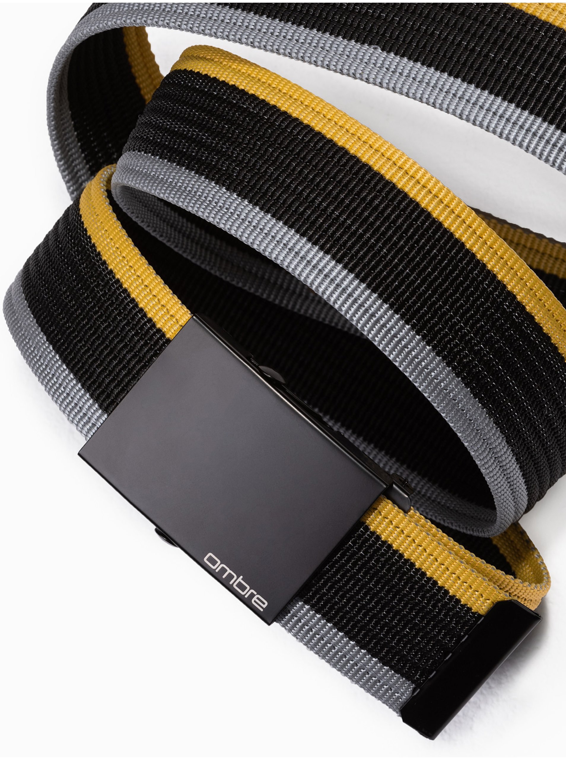 Levně Žluto-černý pánský pruhovaný pásek Ombre Clothing