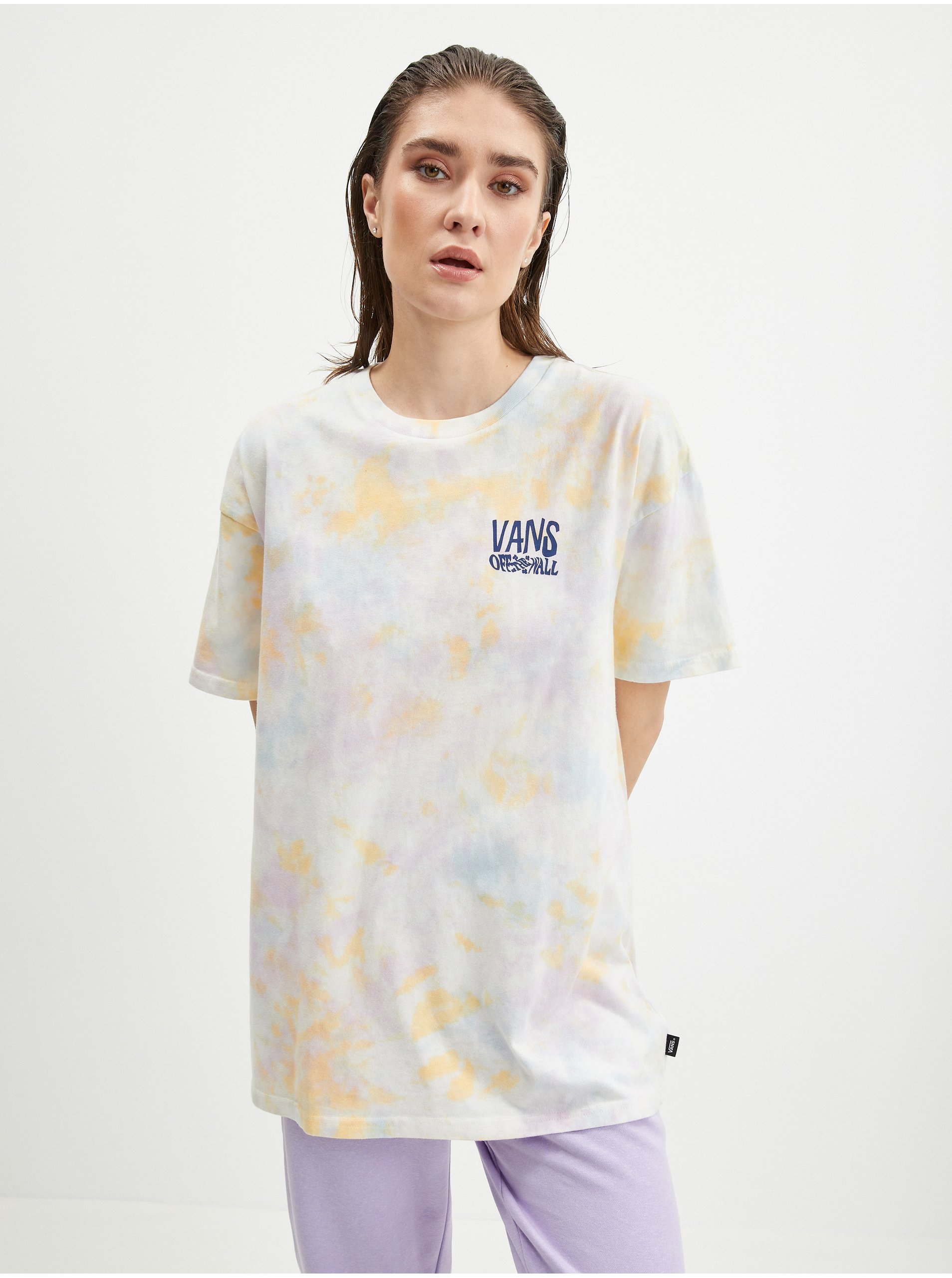 Levně Žluto-bílé dámské vzorované tričko VANS