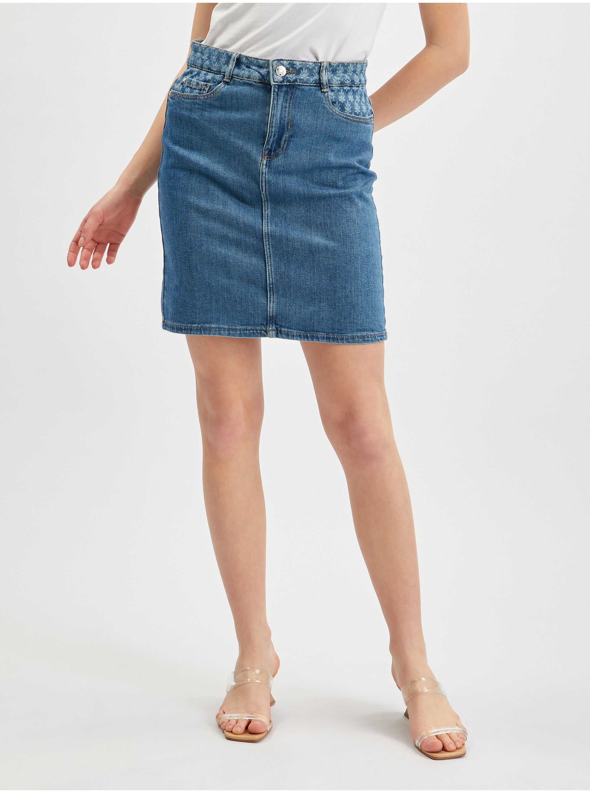 Lacno Modrá dámska džínsová sukňa ORSAY