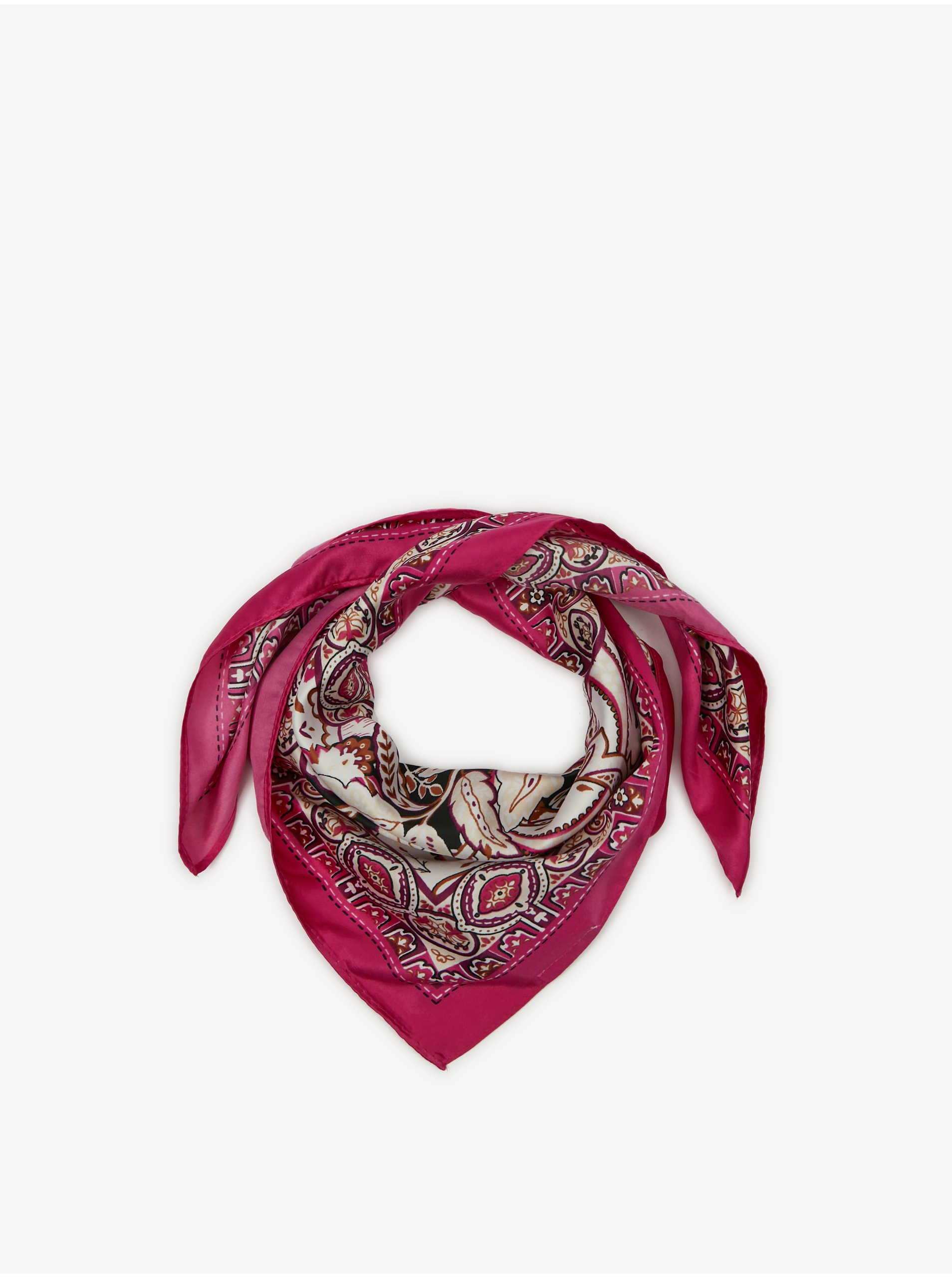 Levně Tmavě růžový dámský vzorovaný saténový šátek ORSAY