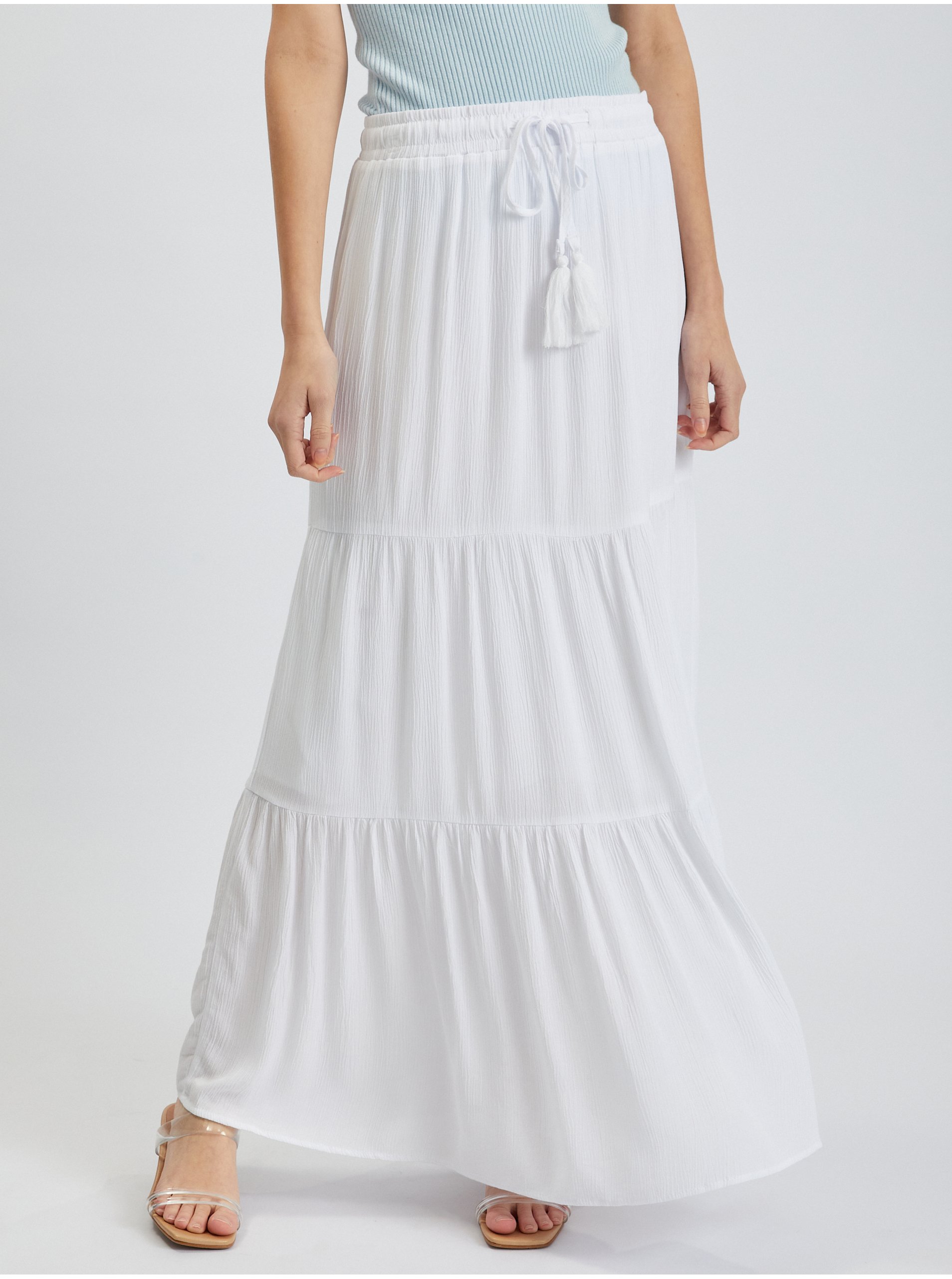 Lacno Biela dámska maxi sukňa ORSAY