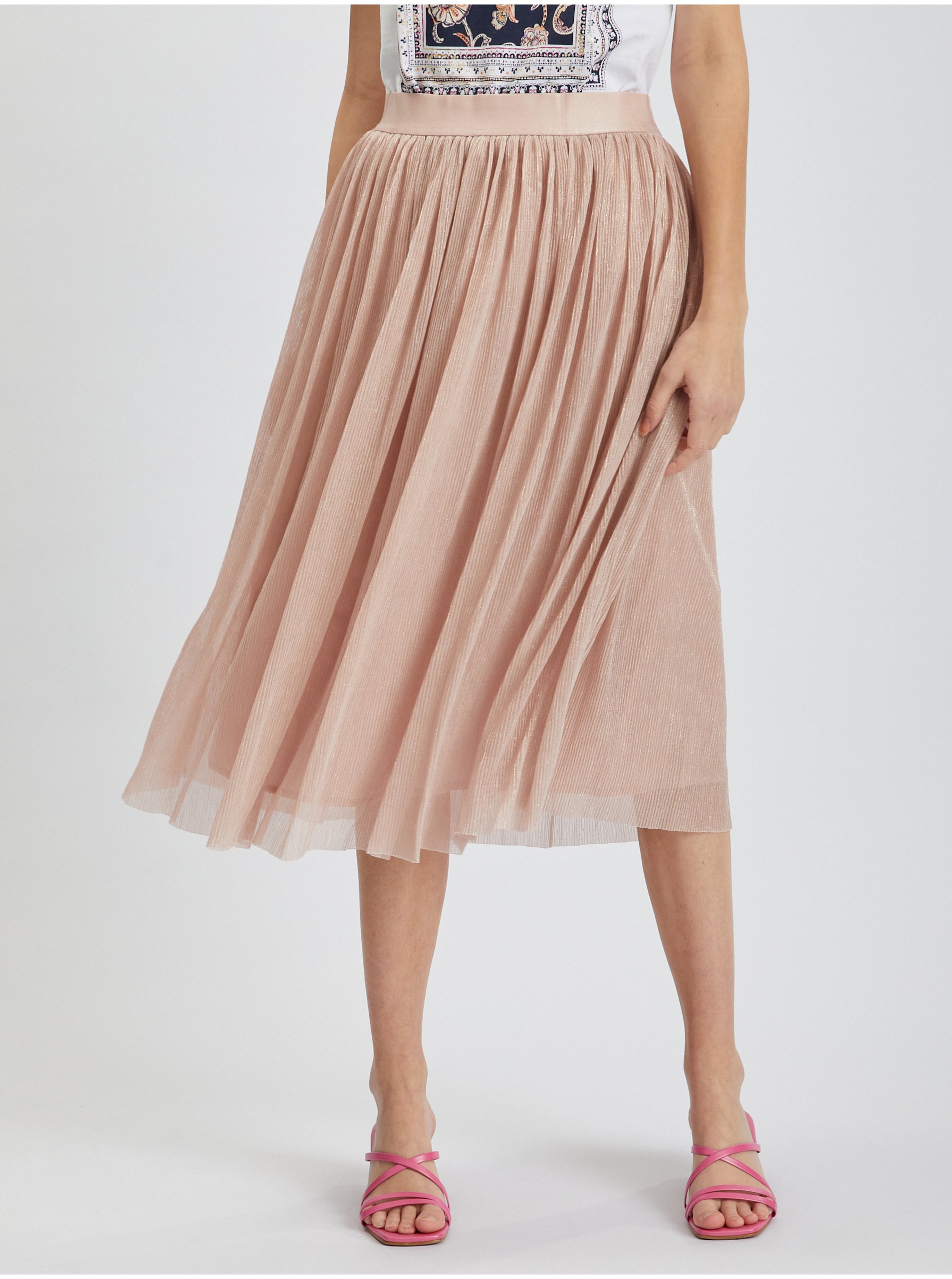 Lacno Svetloružová dámska plisovaná midi sukňa ORSAY