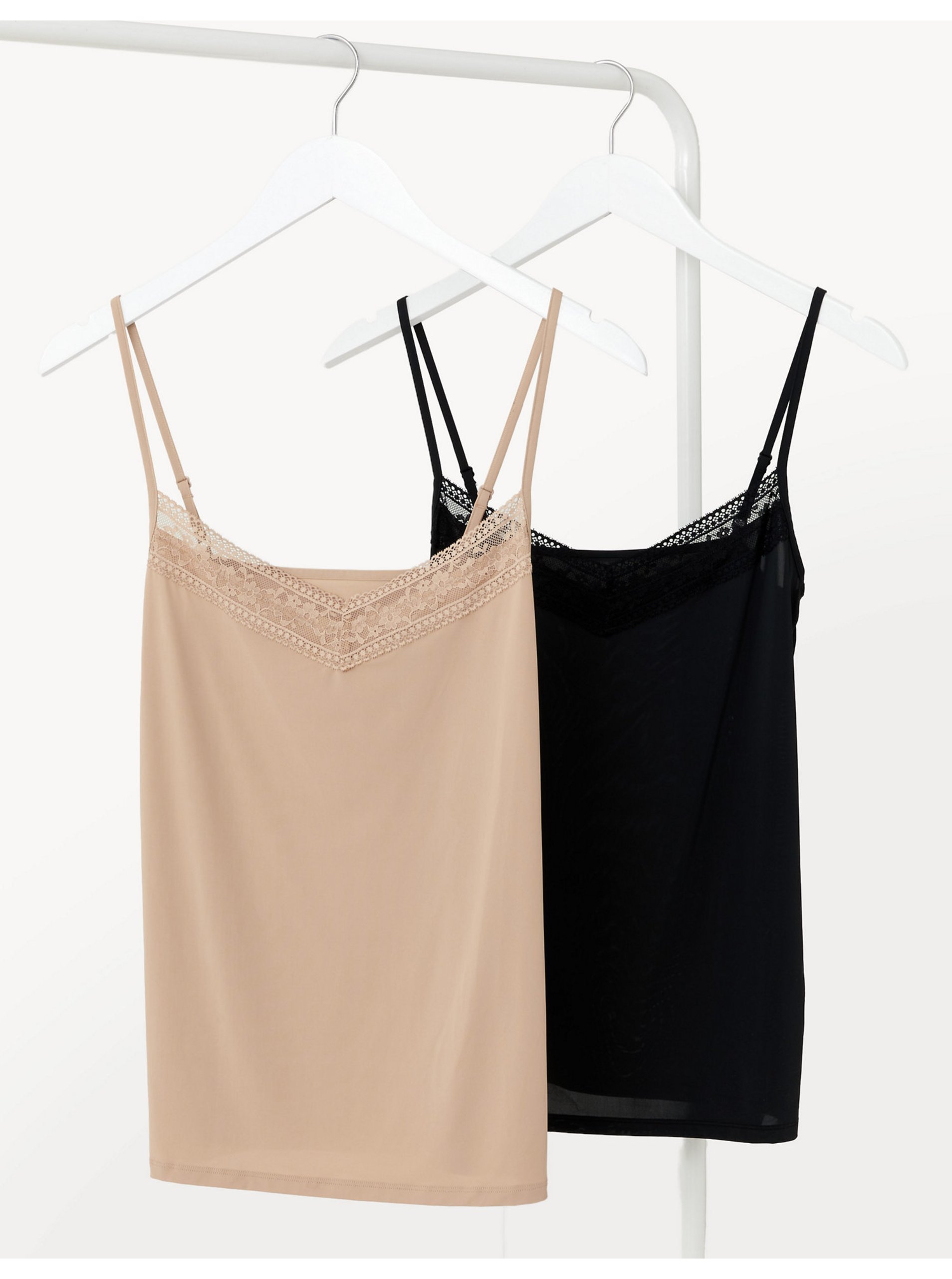 E-shop Sada dvou dámských tílek s technologií Cool Comfort v béžové a černé barvě Marks & Spencer